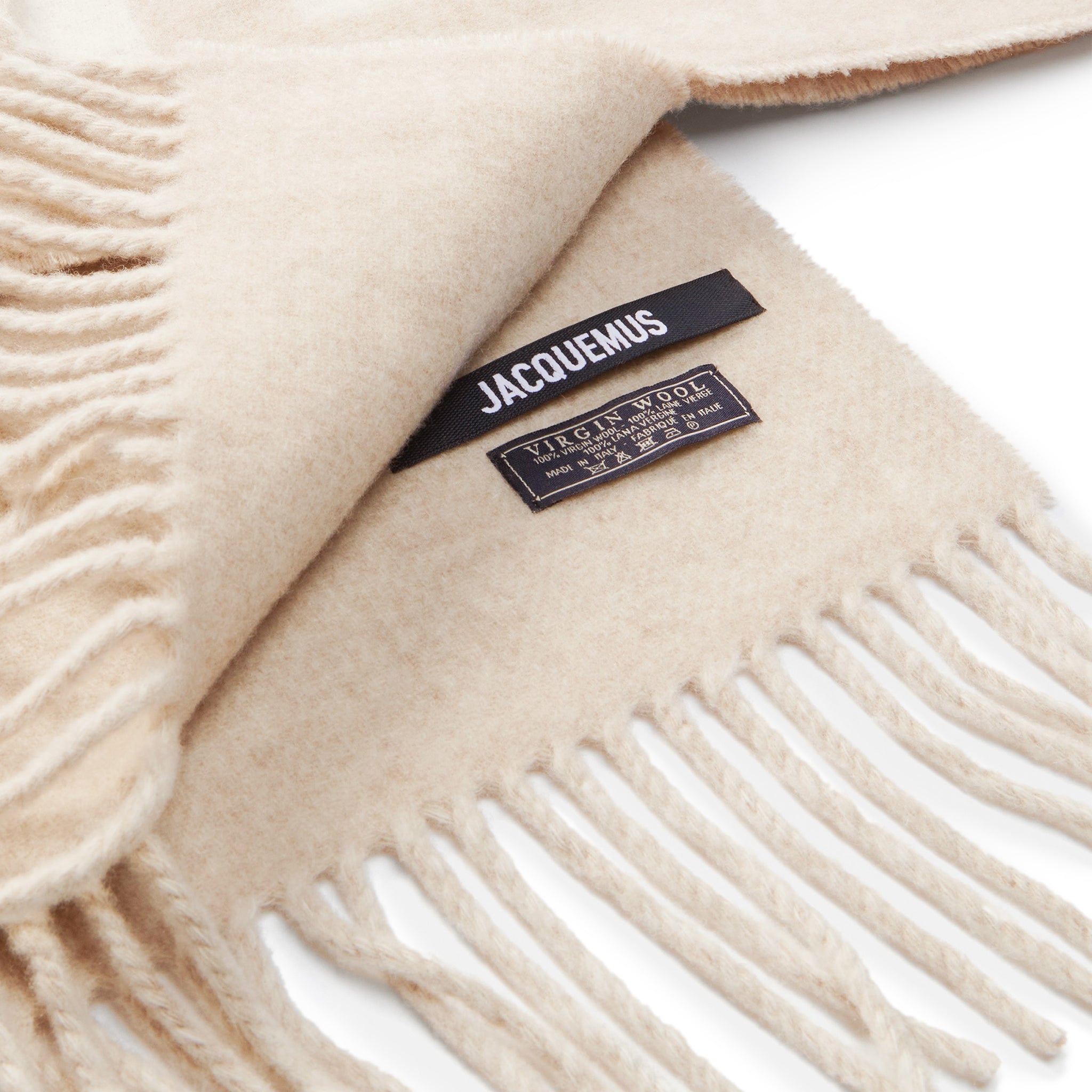 Detail view of Jacquemus L'echarpe Multi-Beige Scarf 226AC435-5007-015