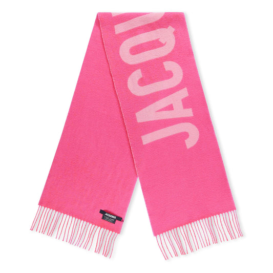 Jacquemus L'echarpe Fringe Logo Multi-Pink Scarf