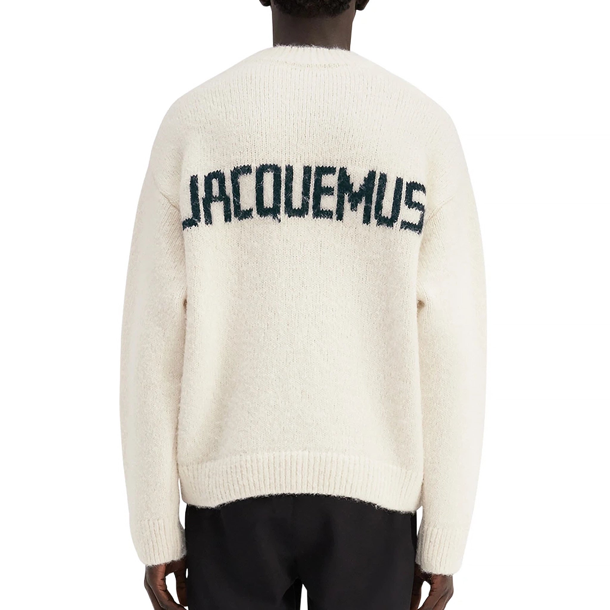 Model back view of Jacquemus La Maille Pavane Off-White Knit 236KN284-2329-110