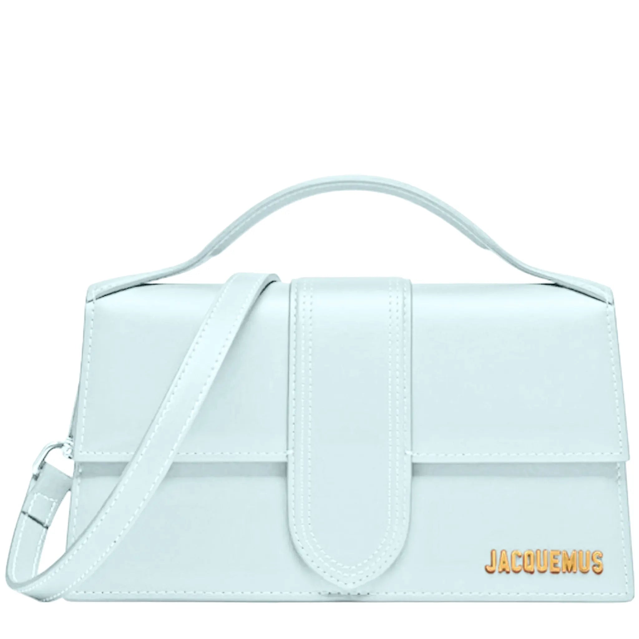 Front View of Jacquemus Large Bambino Baby Blue Crossbody Bag 213BA007-3100-560