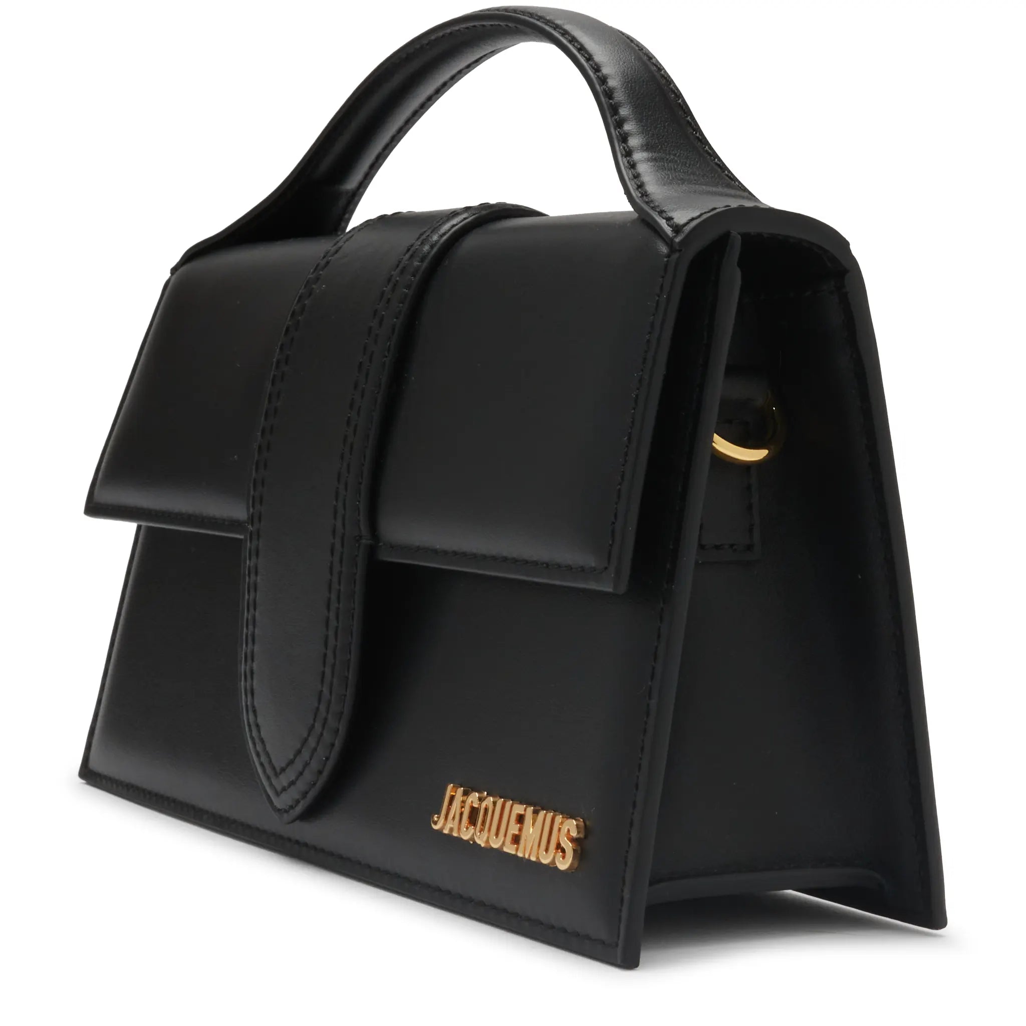 Front Side View of Jacquemus Large Bambino Black Crossbody Bag (Minor Dents)