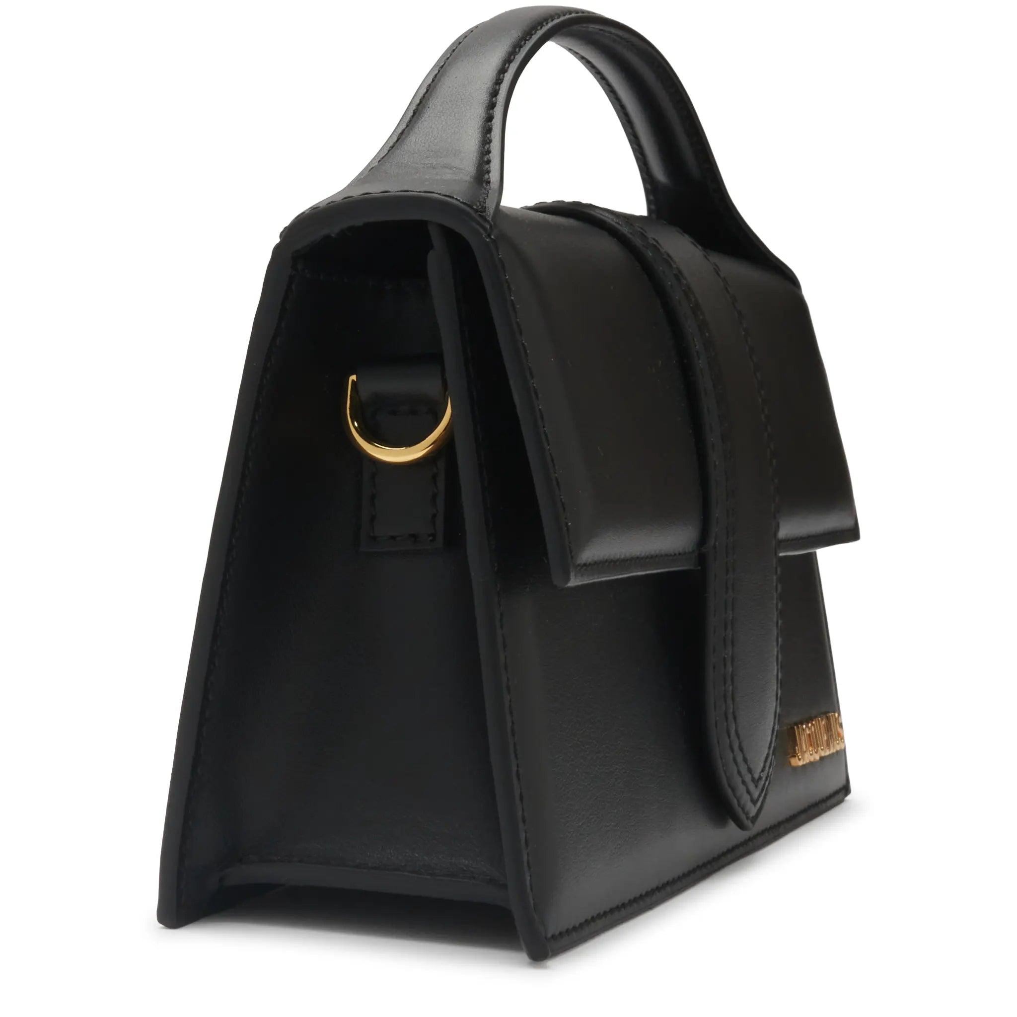 Front Side View of Jacquemus Large Bambino Black Crossbody Bag (Minor Dents)