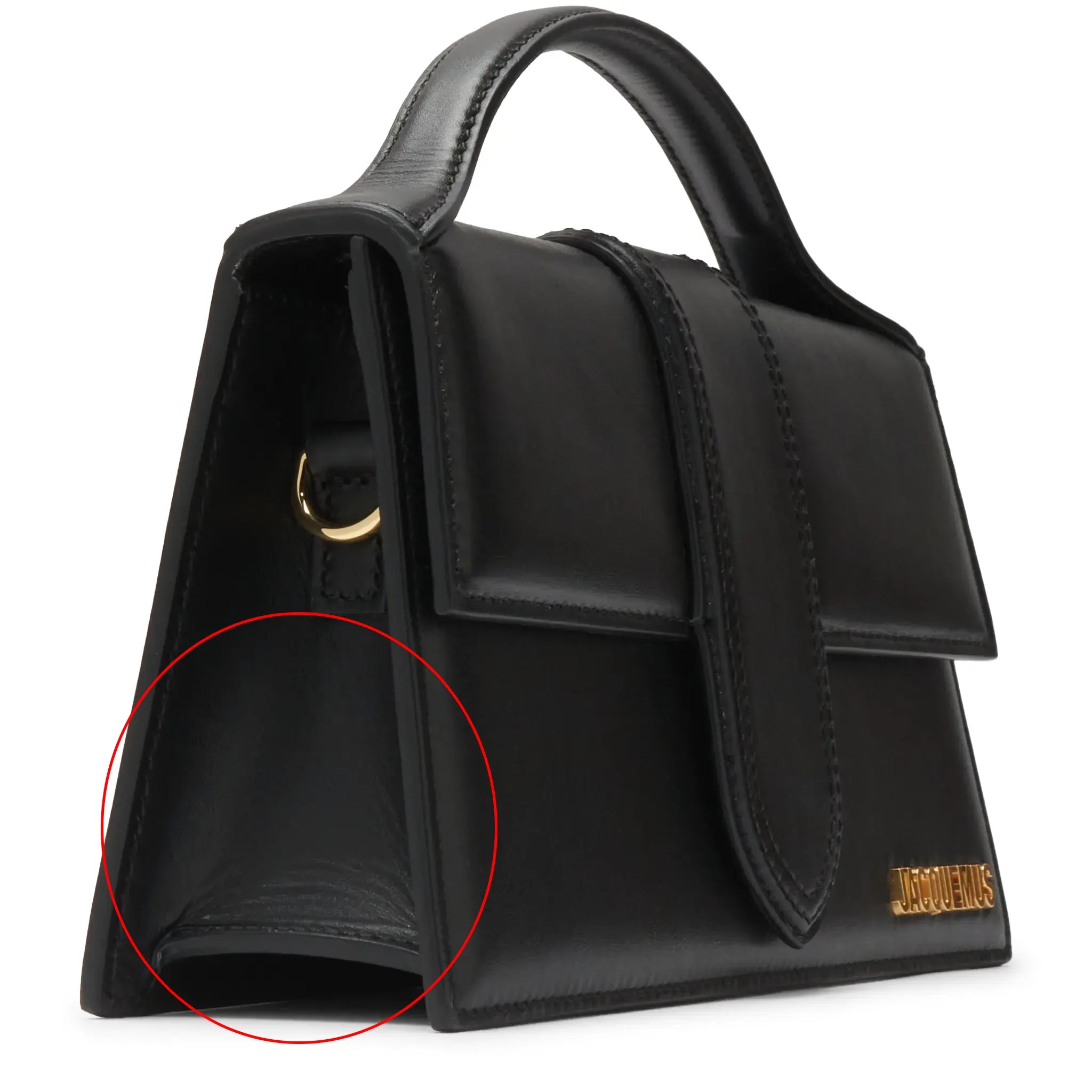 Front Side View of Jacquemus Large Bambino Black Crossbody Bag (Minor Leather Creased) 213BA07-213 300990