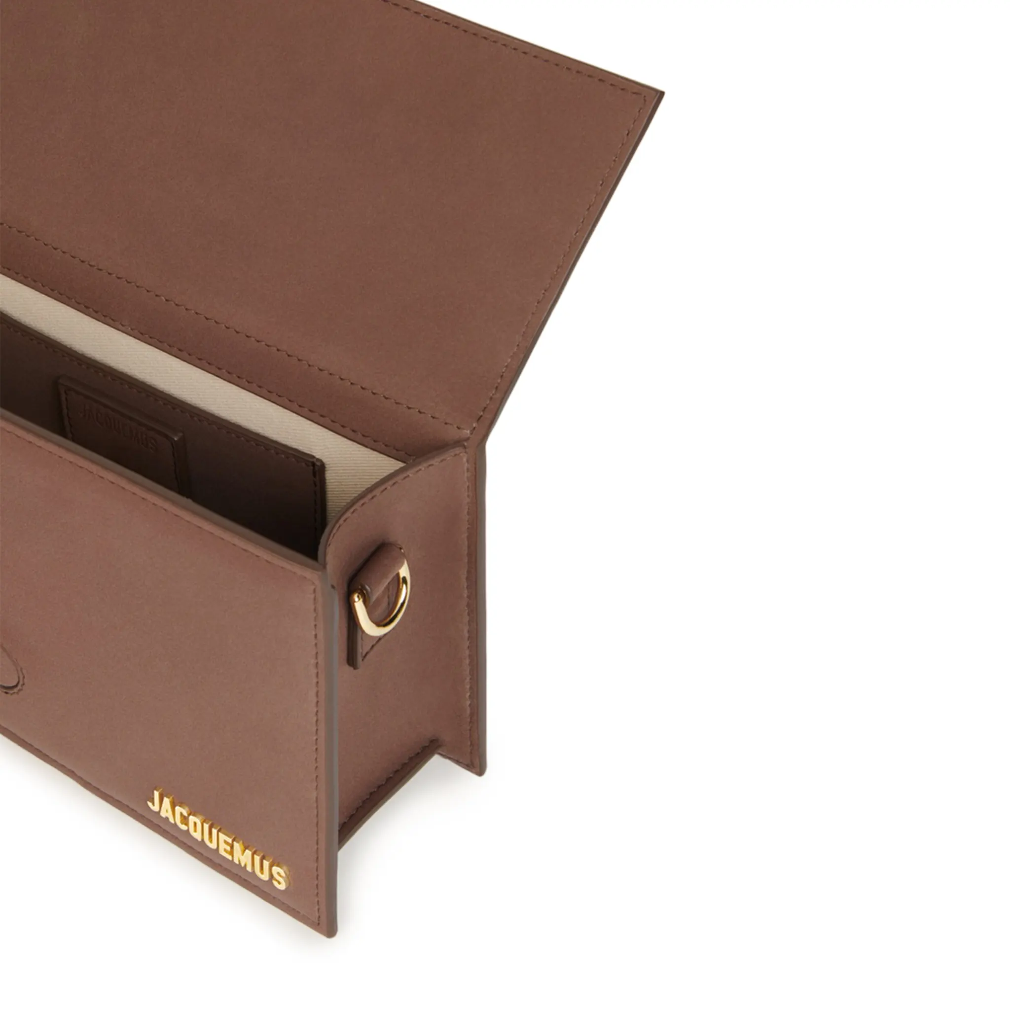 Side View of Jacquemus Large Bambino Brown Suede Crossbody Bag 213BA007-3069-850