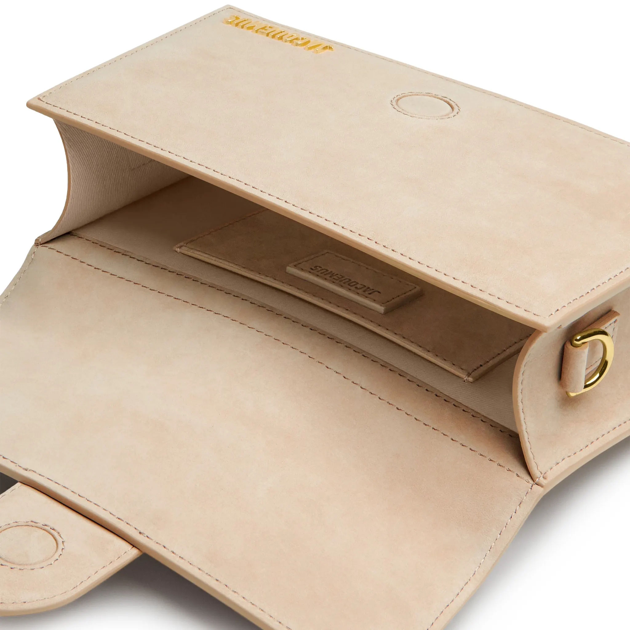 Inside View of Jacquemus Large Bambino Dark Beige Crossbody Bag BAW00007AC08C01180