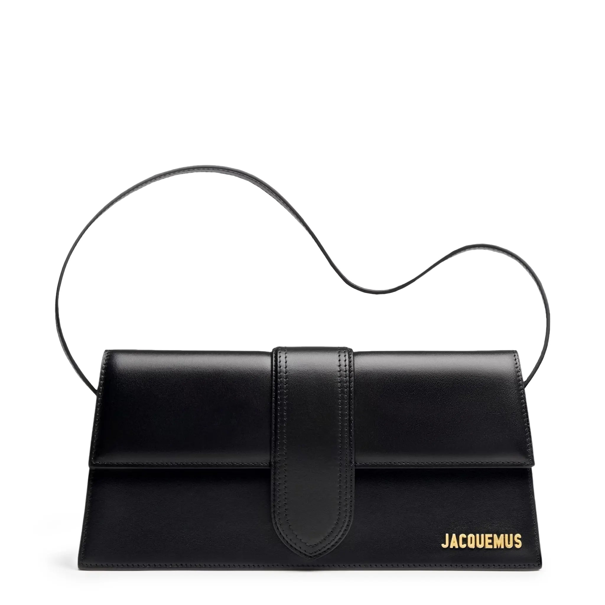 Front view of Jacquemus Le Bambino Long Flap Black Shoulder Bag 221BA013-3060-990