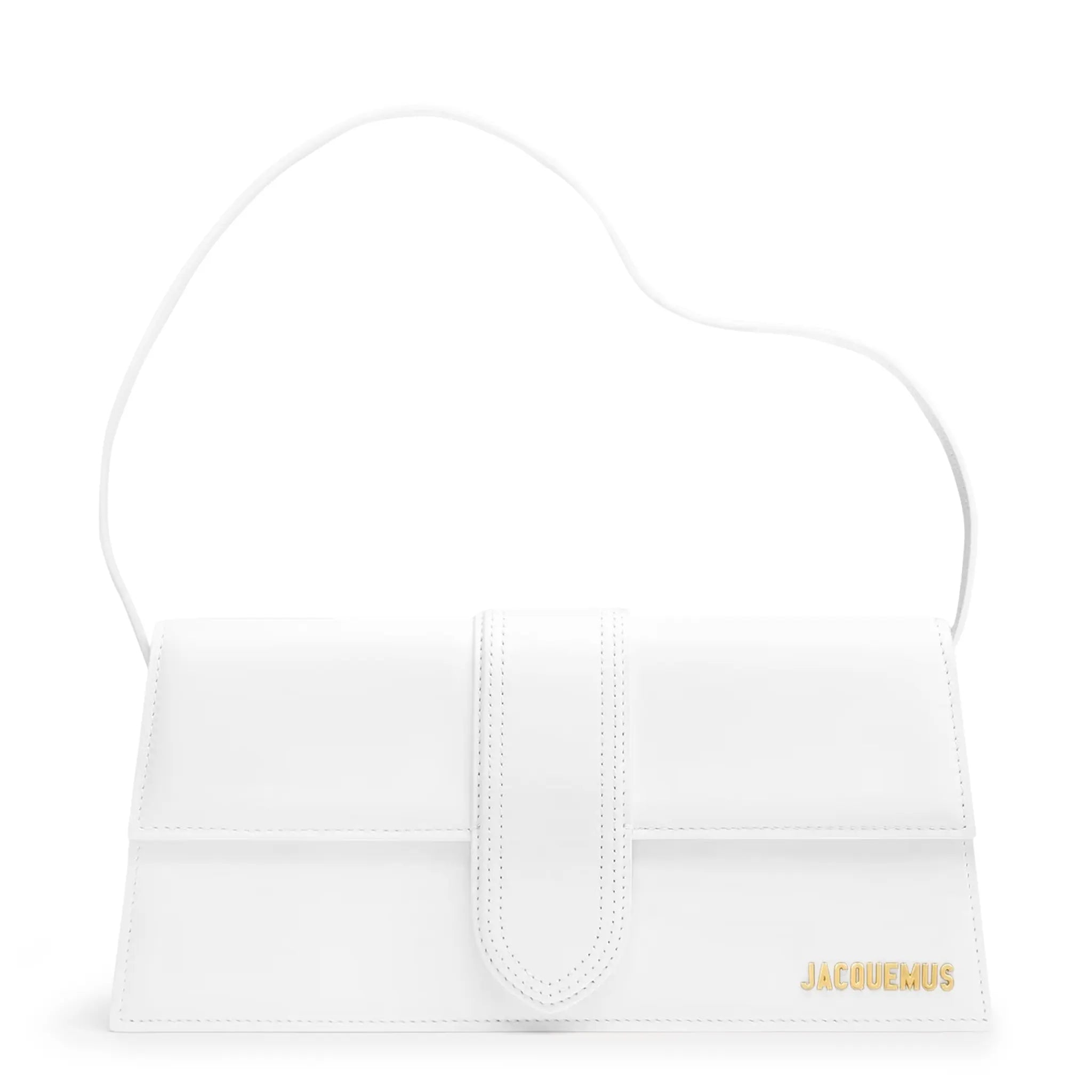 Front view of Jacquemus Le Bambino Long Flap White Shoulder Bag 221BA013-3060-100