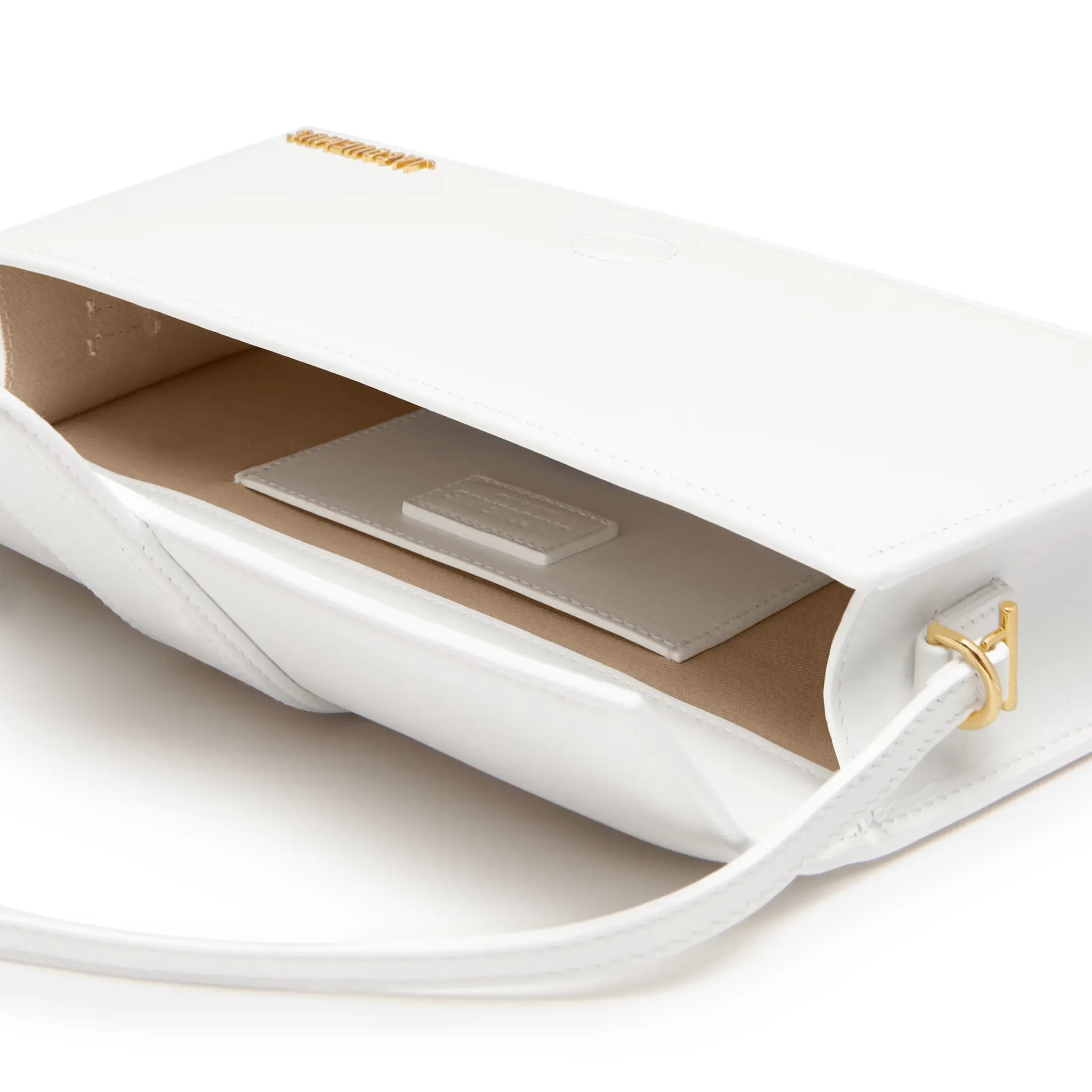 Inside view of Jacquemus Le Bambino Long Flap White Shoulder Bag 221BA013-3060-100