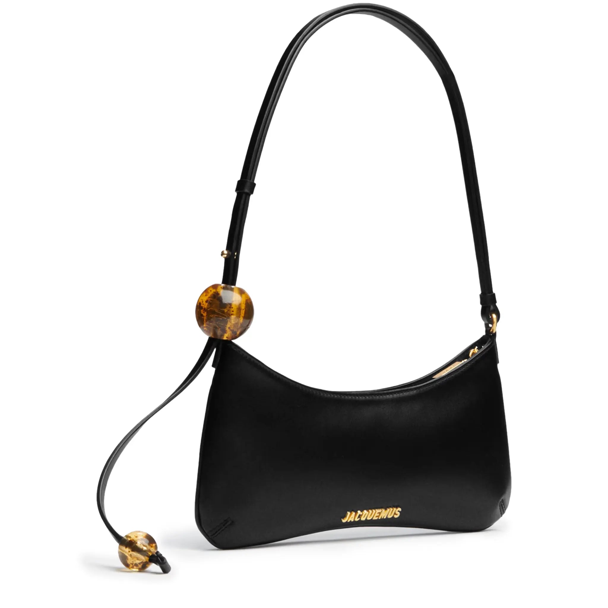 Front view of Jacquemus Le Bisou Perle Black Shoulder Bag 231BA057-3000-990