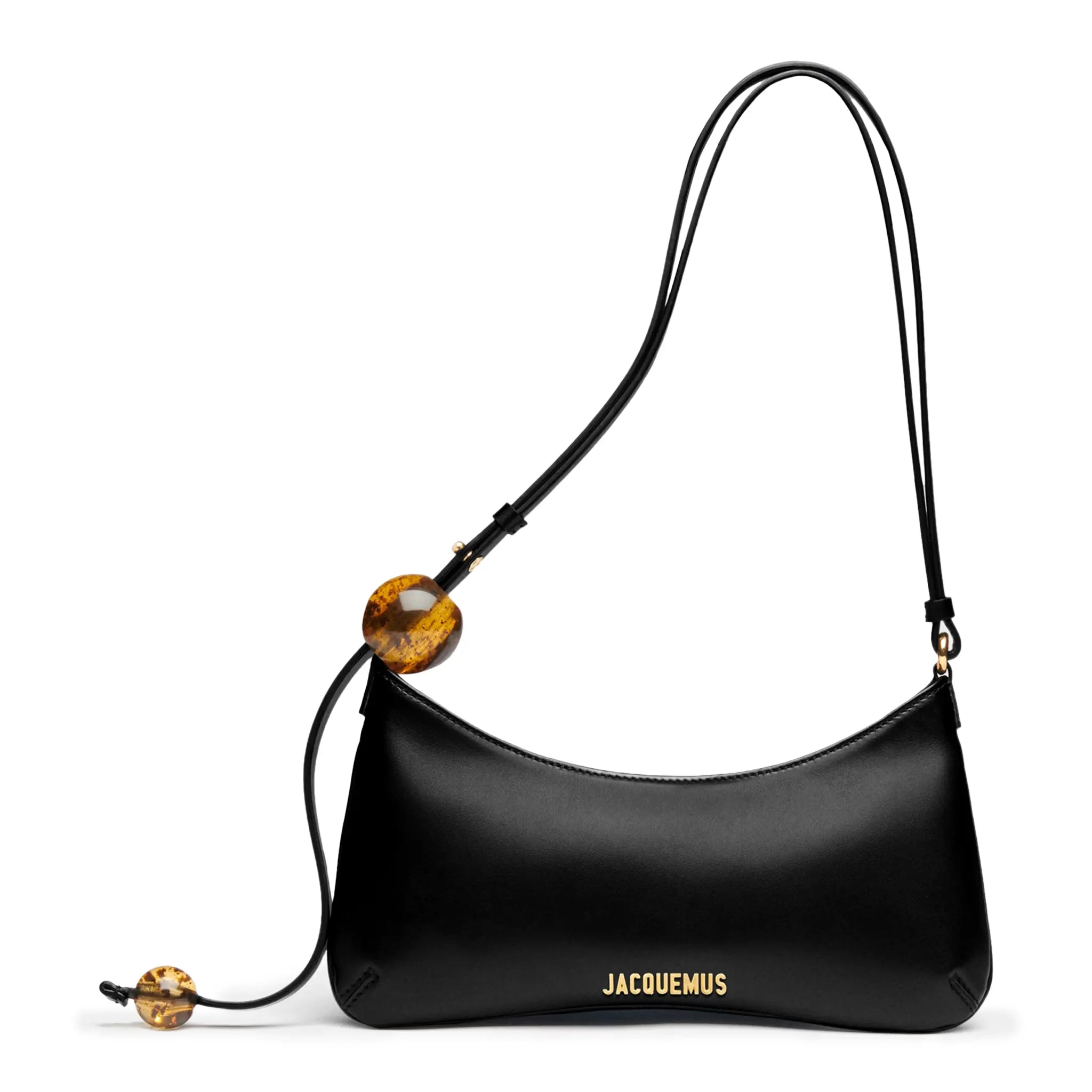 Front view of Jacquemus Le Bisou Perle Black Shoulder Bag 231BA057-3000-990
