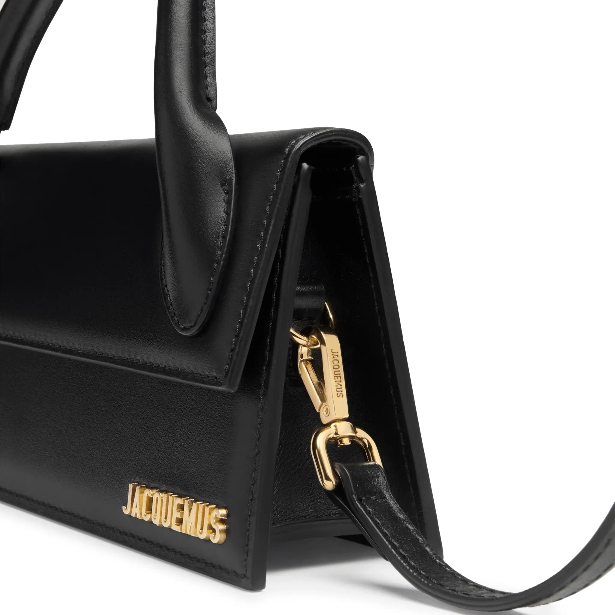 Side view of Jacquemus Le Chiquito Long Leather Black Handbag 213BA004-3000-990