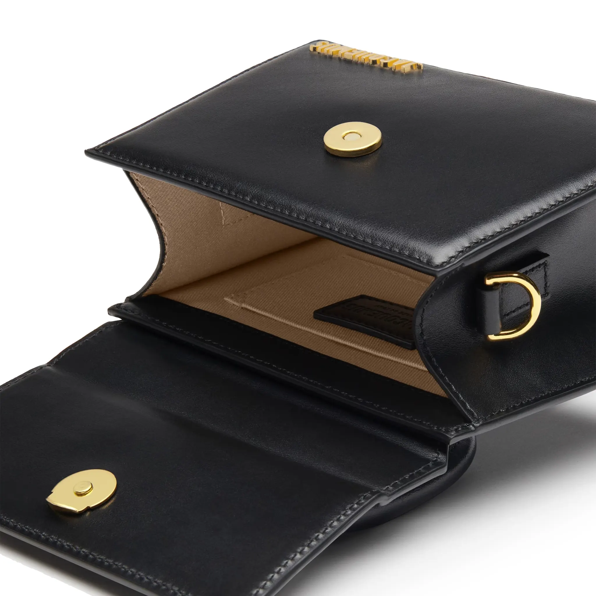 Inside view of Jacquemus Le Chiquito Noeud Coiled Leather Black Handbag 213BA005-3000-990