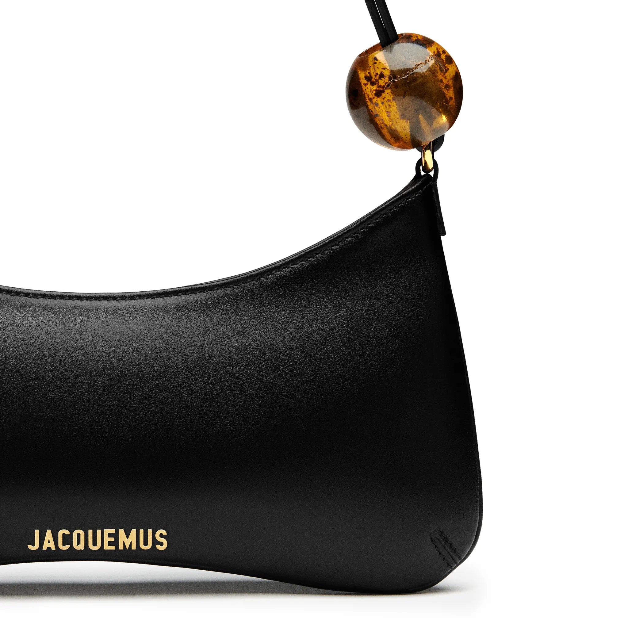 Detailed View of Jacquemus Les Classiques The Bisou Perle Beaded Black Shoulder Bag BAW00057AC01C01990