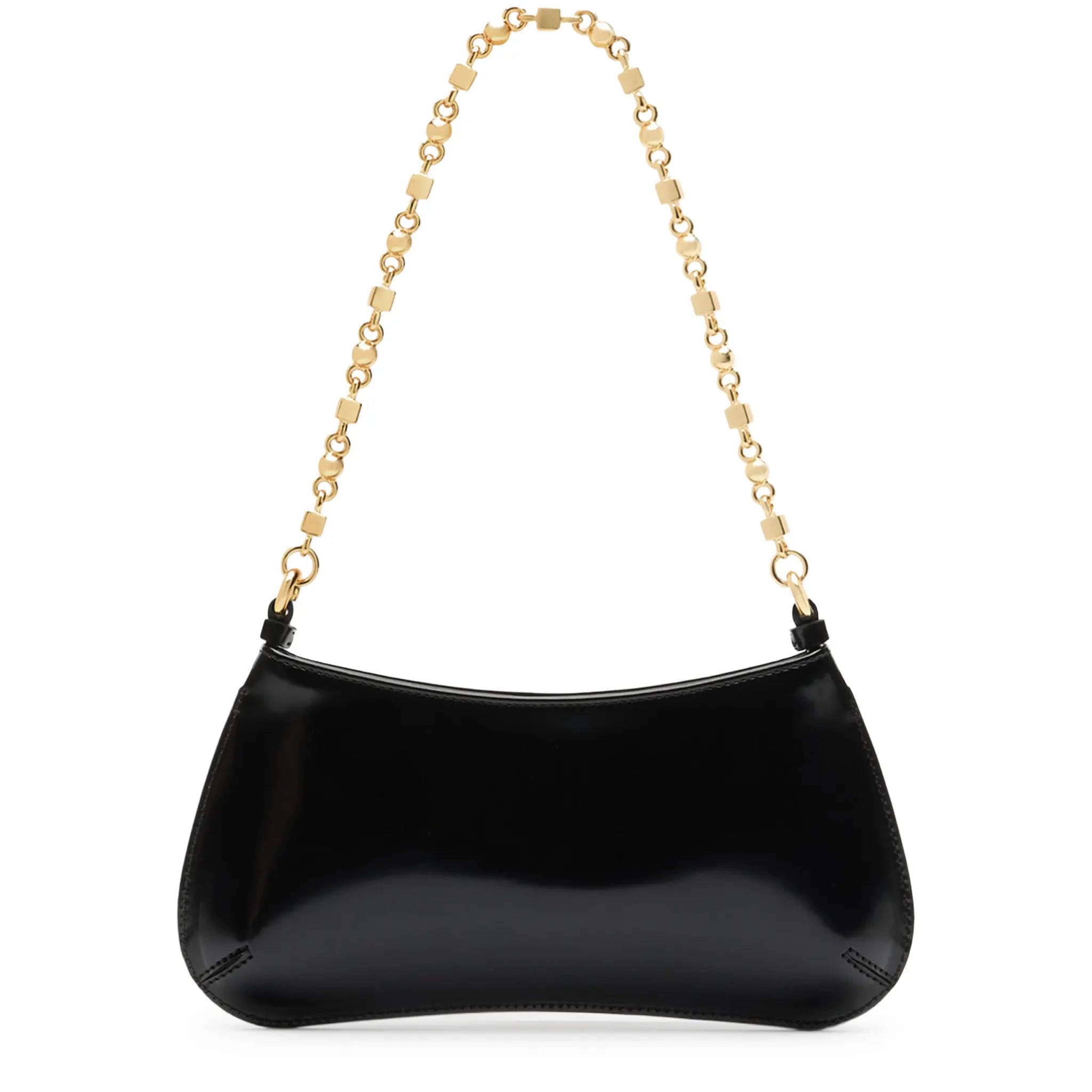 Back View of Jacquemus The Small Bisou Chain Small Black Shoulder Bag BAW00404AC18A01990