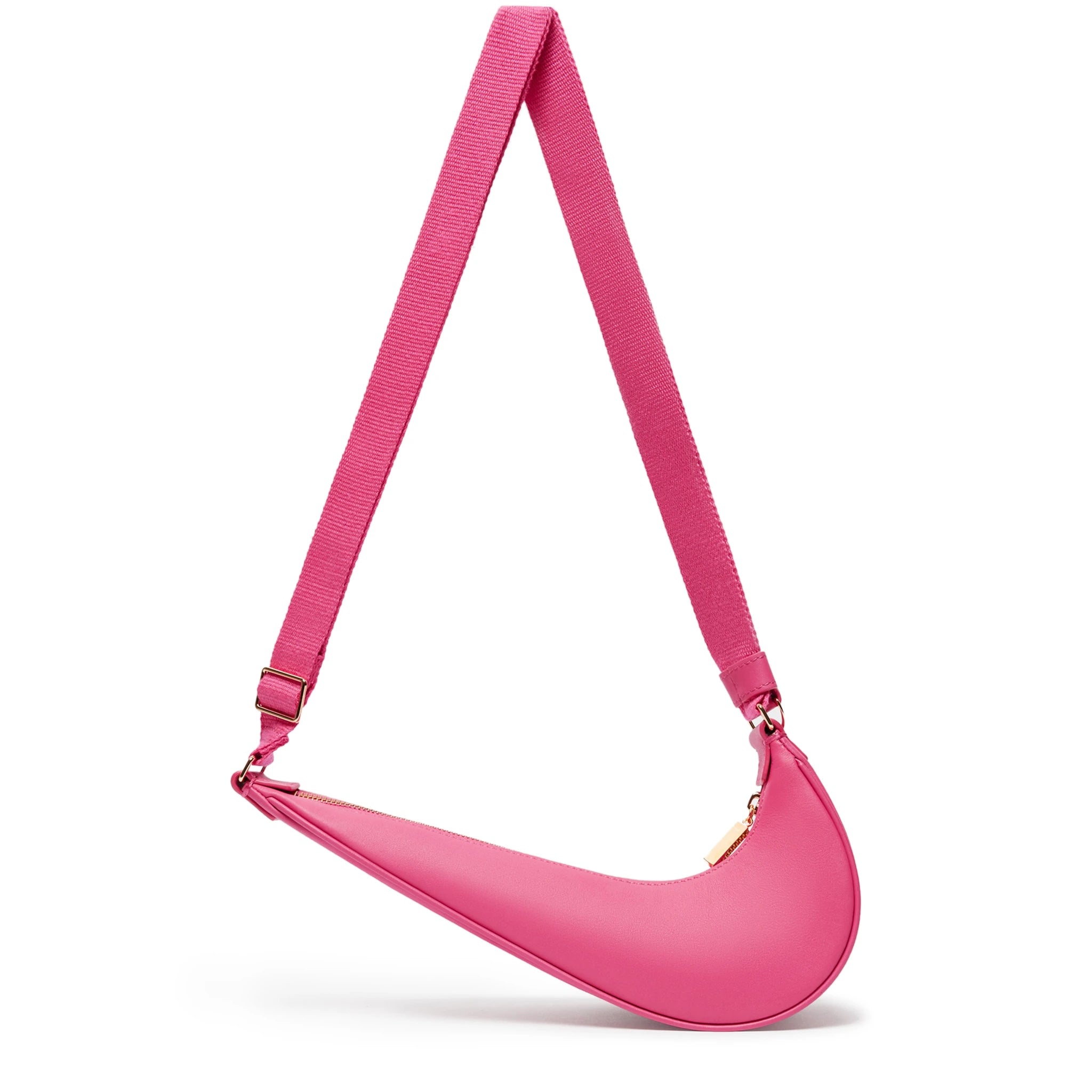 Hung up view of Jacquemus x Nike Le Sac Swoosh Small Dark Pink Bag 245BA406-3187-450