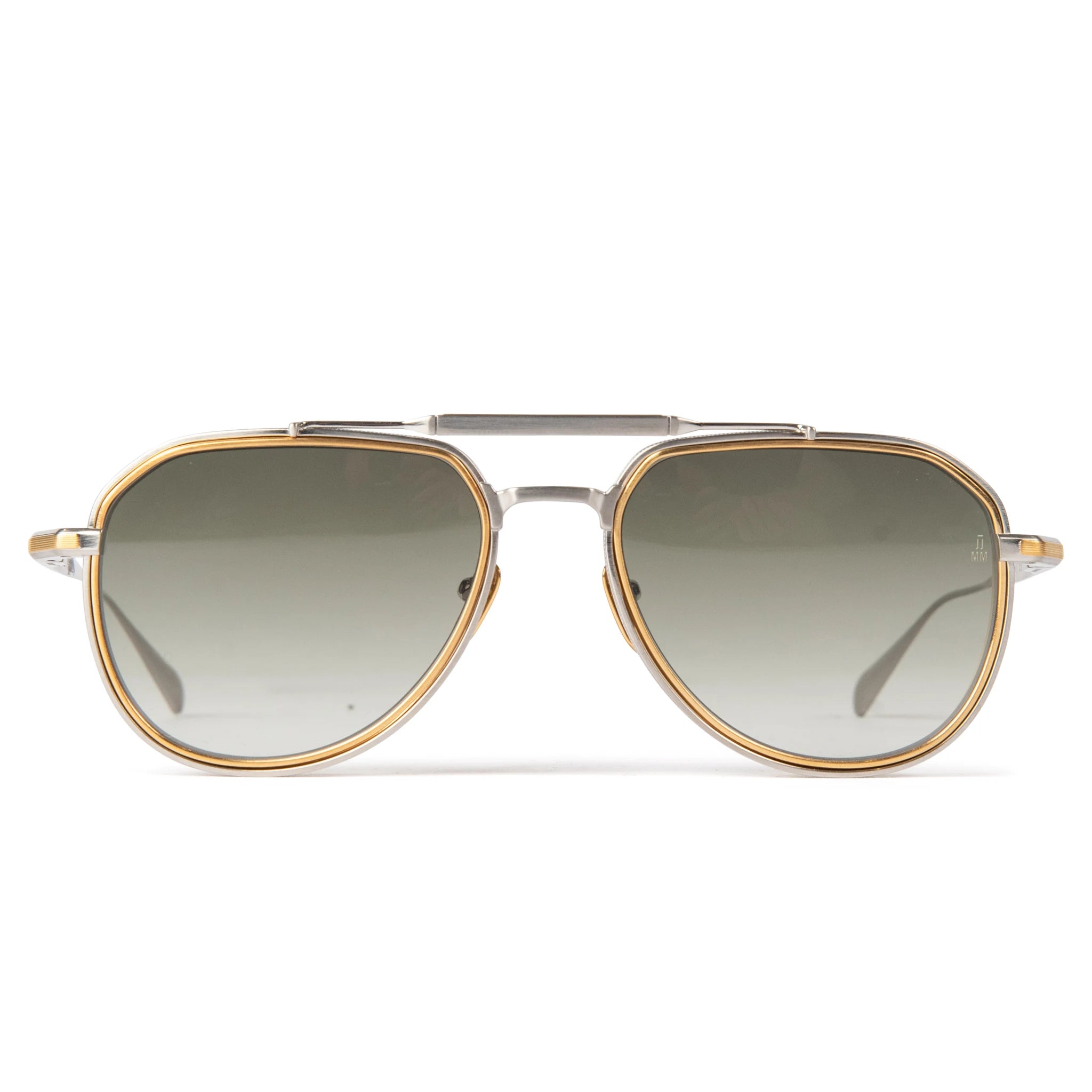 Jacques Marie Mage Commander Silver Gold Green Sunglasses
