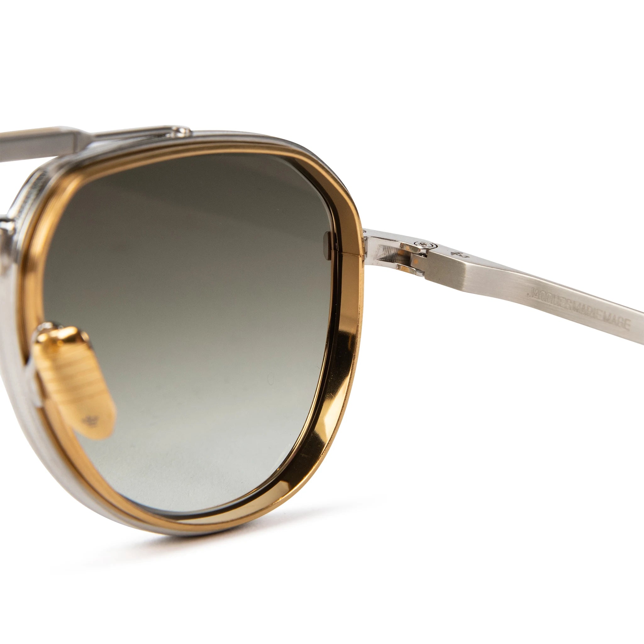 Jacques Marie Mage Commander Silver Gold Green Sunglasses