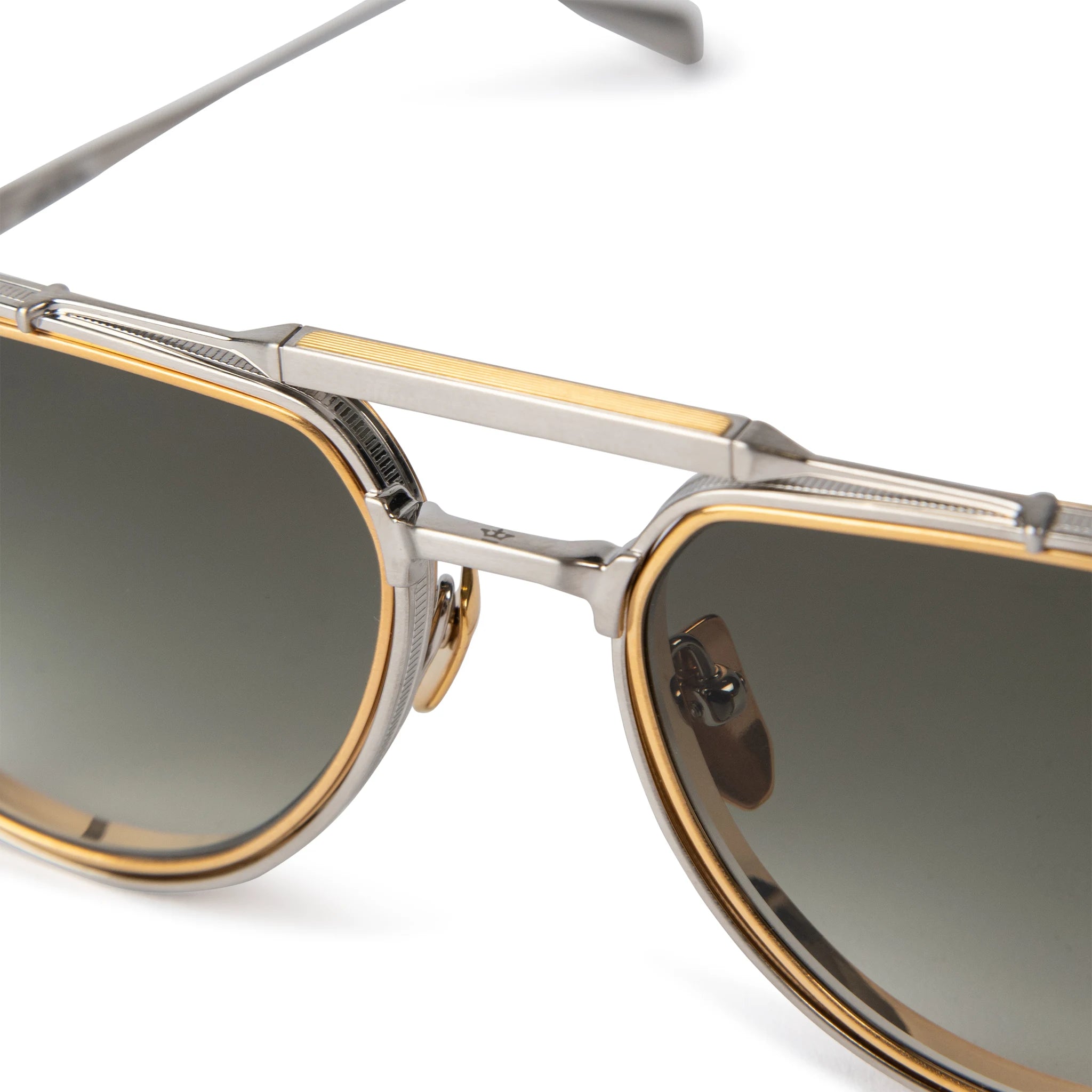 Jacques Marie Mage Commander Silver Gold Green Sunglasses