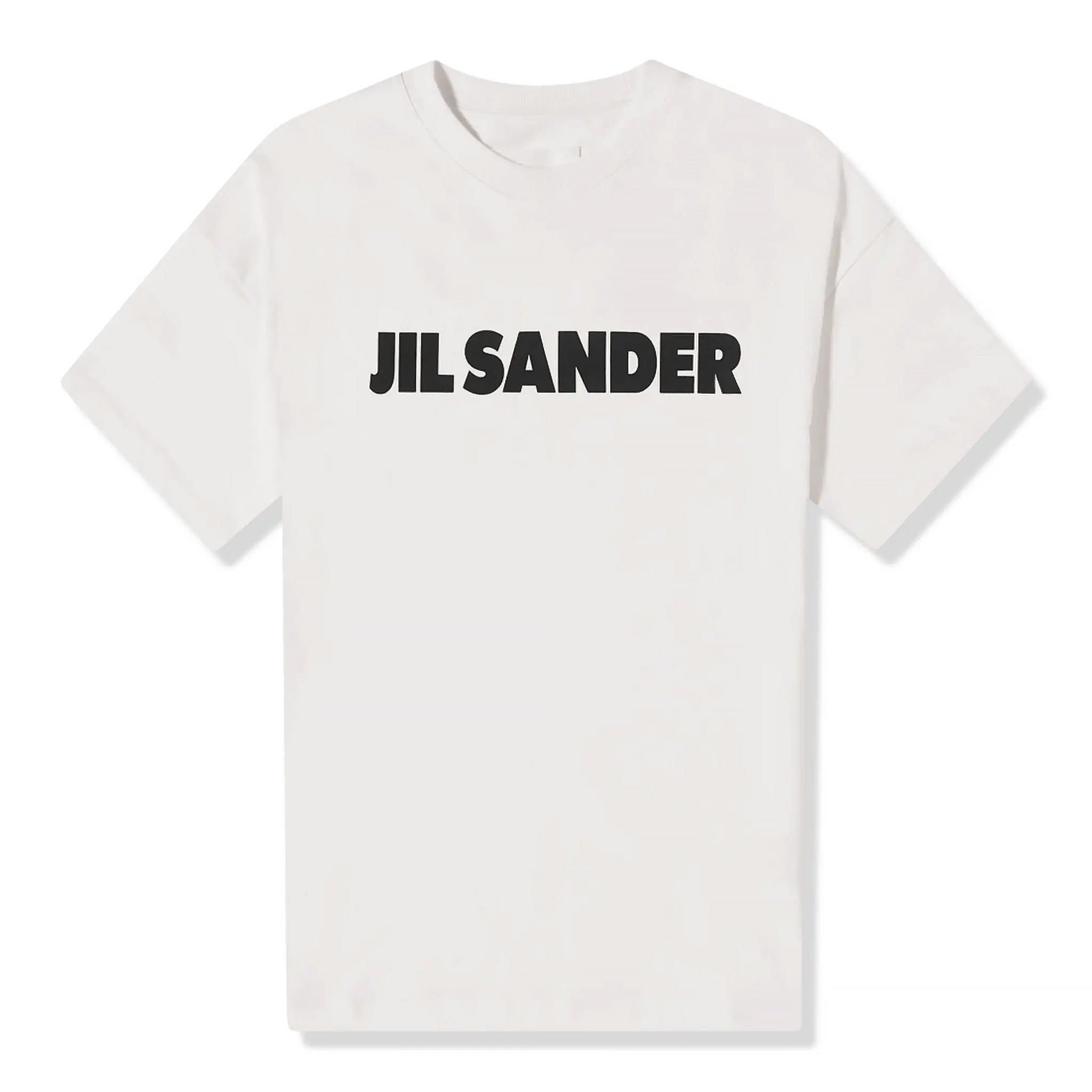 Front view of Jil Sander Logo Printed Cosmic Latte T Shirt J21GC0001J45148102