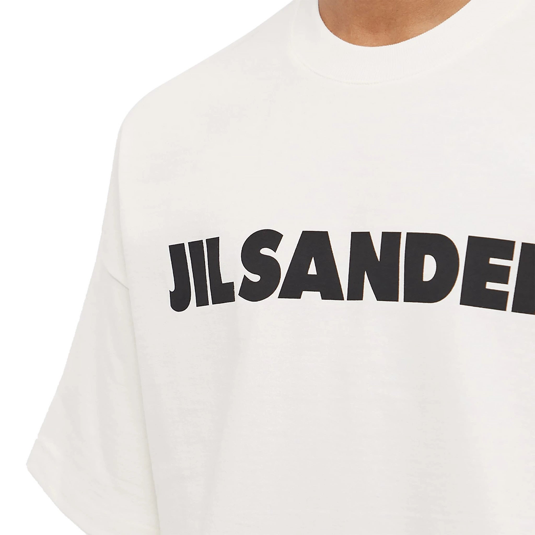 Logo view of Jil Sander Logo Printed Cosmic Latte T Shirt J21GC0001J45148102