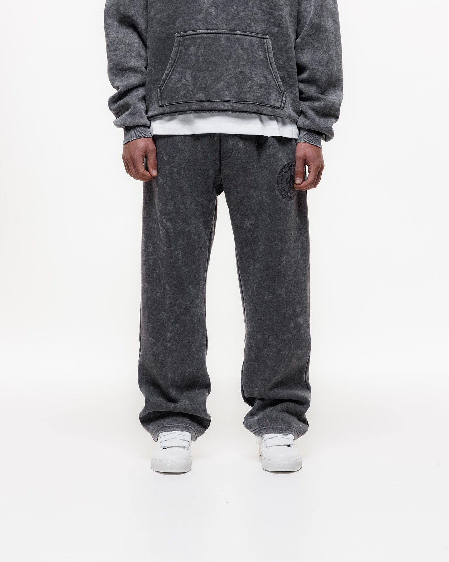 MAGIRI Embroidered Acid Washed Grey Sweatpants