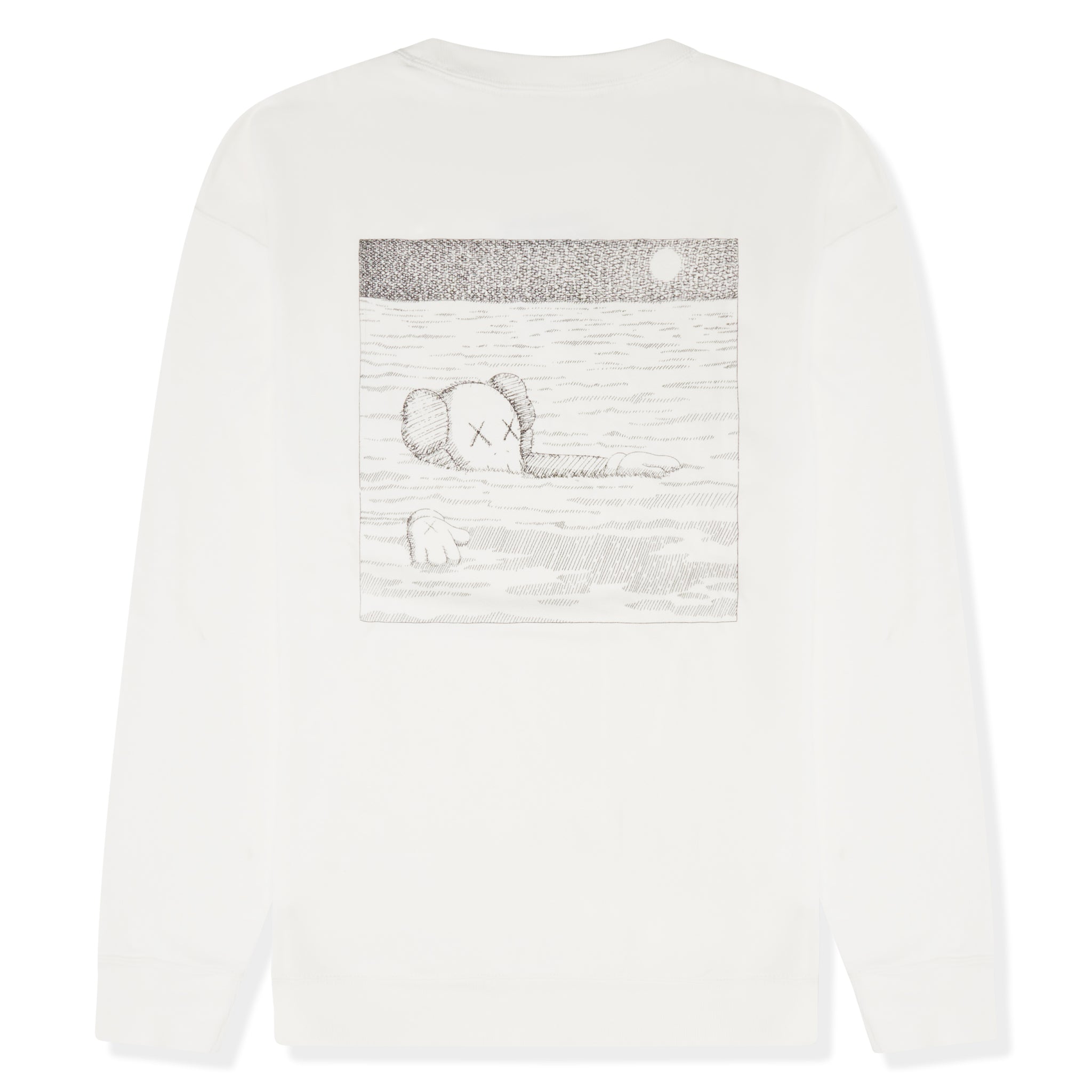 Back view of Kaws X Uniqlo Ut Graphic White Sweatshirt 467395