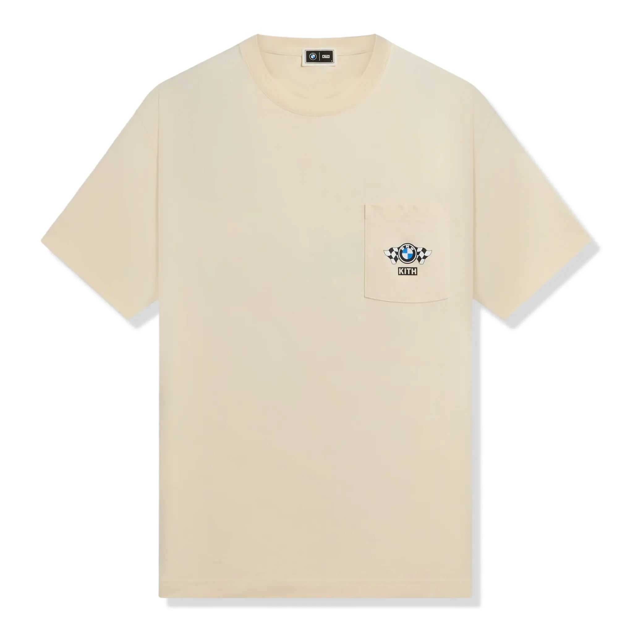 Front View of Kith For BMW M1 Schematic Pocket Sandrift T-Shirt KHMG030039-104