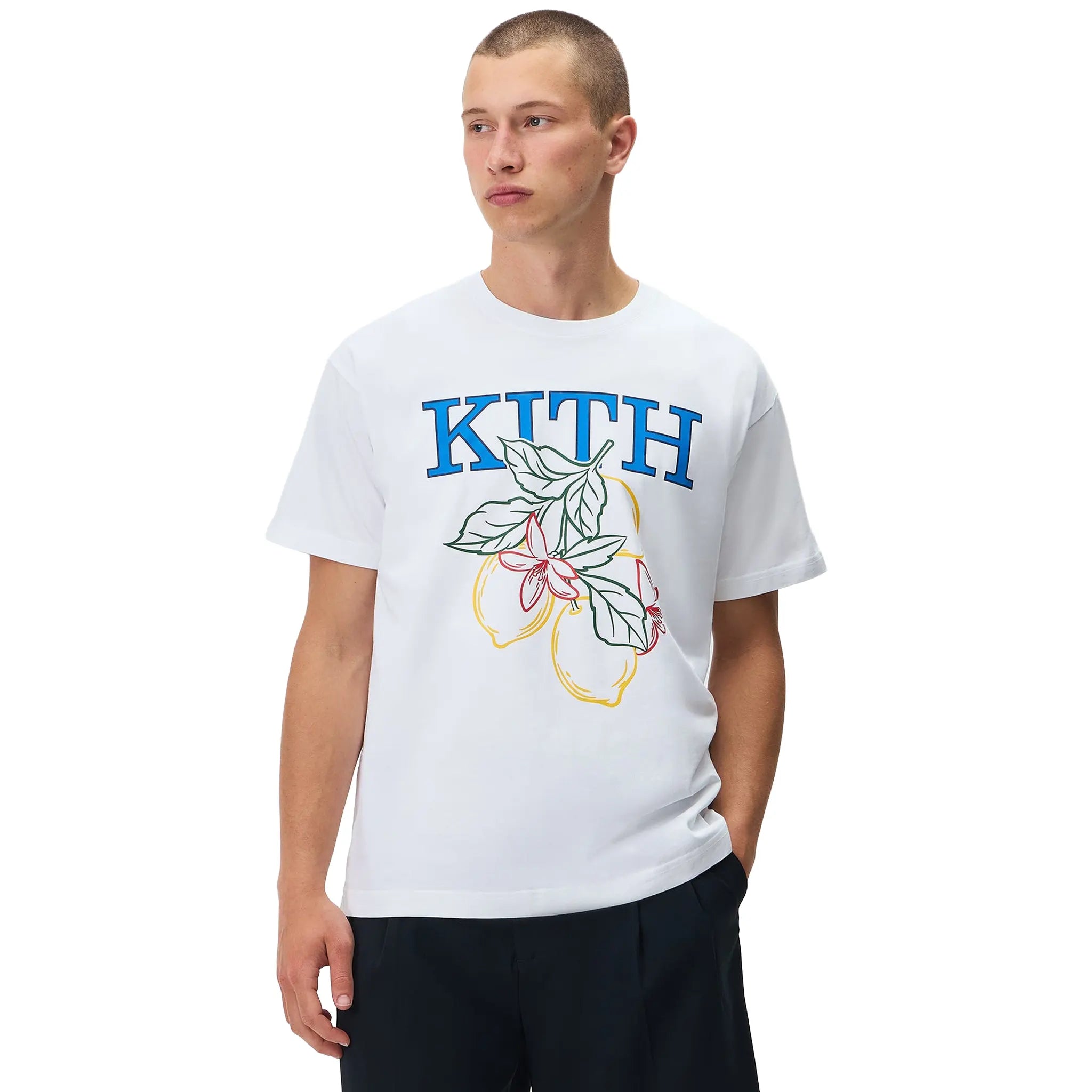 Model View of Kith Limoncello White T-Shirt KHM030133-101