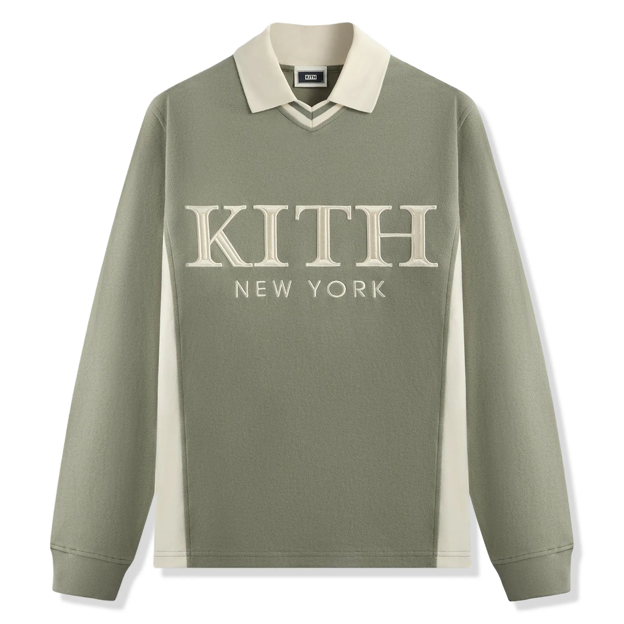 Front View of Kith Pique L/S Tap Scene Polo Shirt KHM033828-350