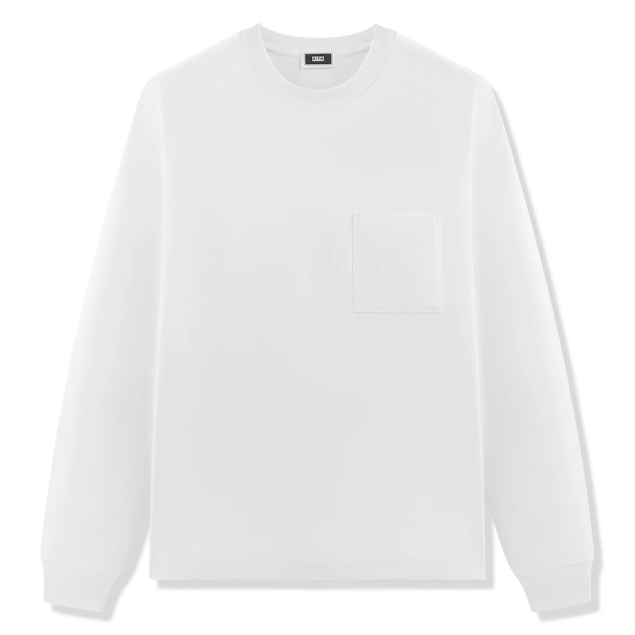 Front View of Kith Quinn L/S White T-Shirt KHM033441-178