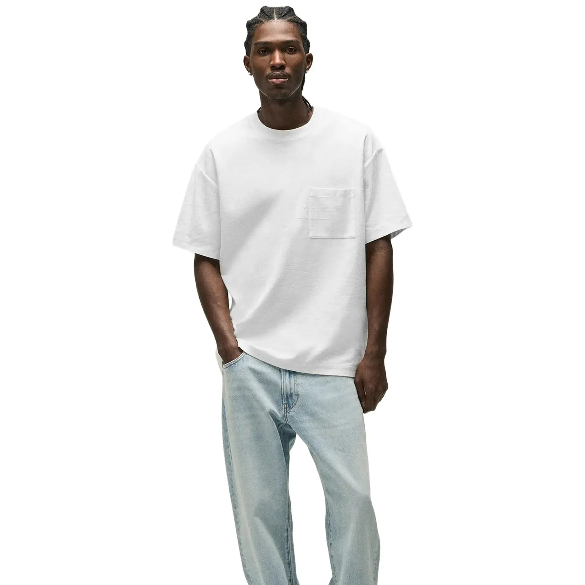 Model front view of Kith Quinn White T Shirt
