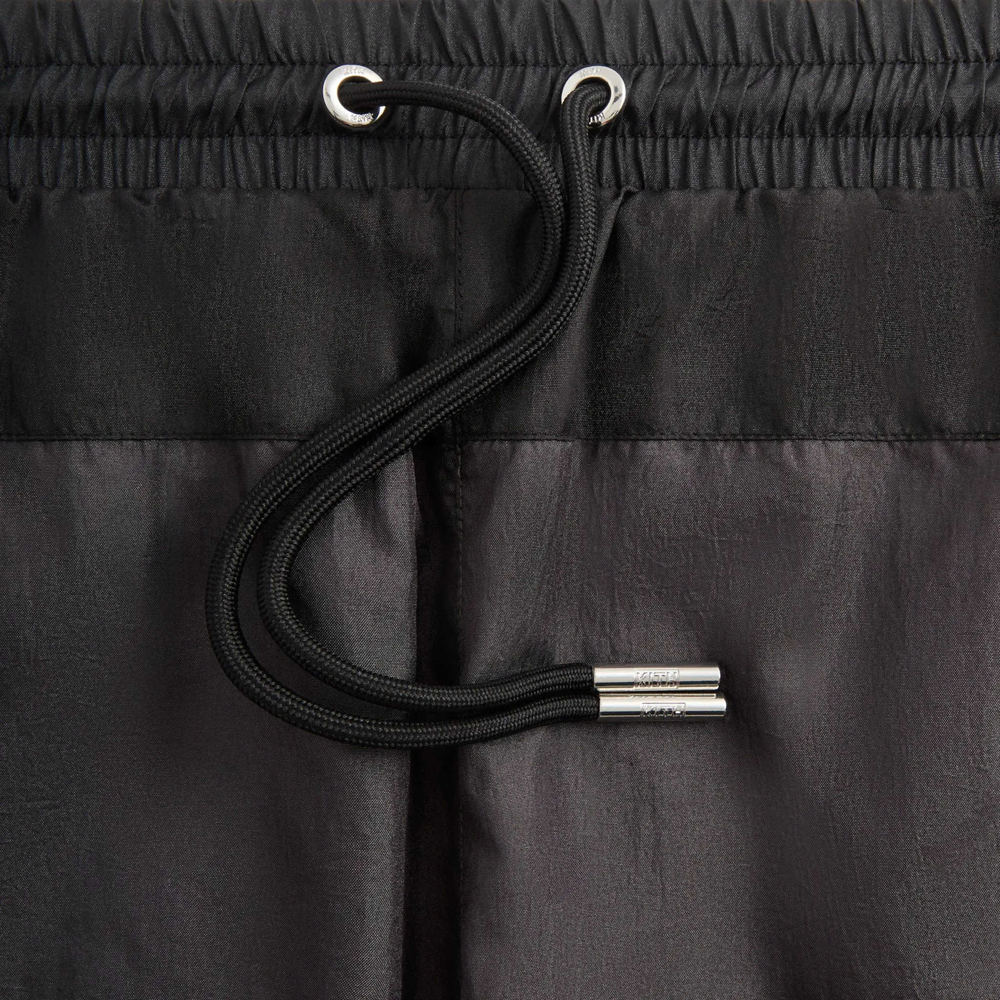 Front Lace View of Kith Washed Turbo Black Shorts KHM060983-001