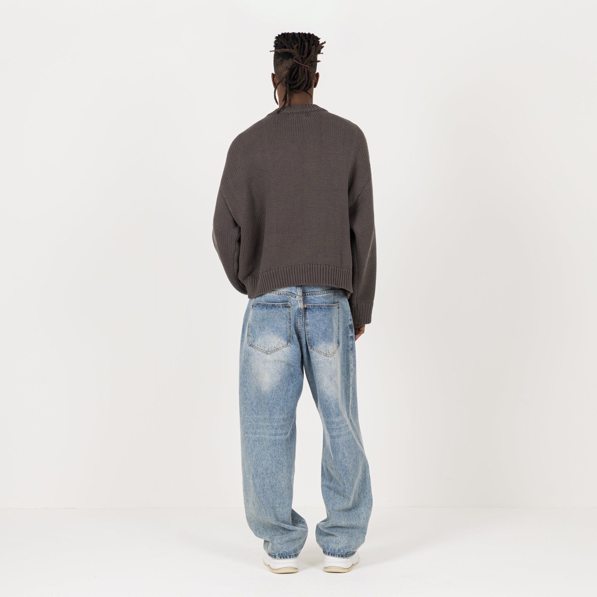 Model view of Destructive Knitted Sable Sweatshirts