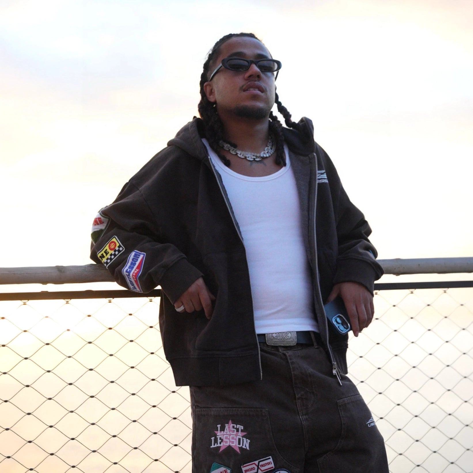 Front View of Last Lesson Casazona Brown Zip-Up Hoodie