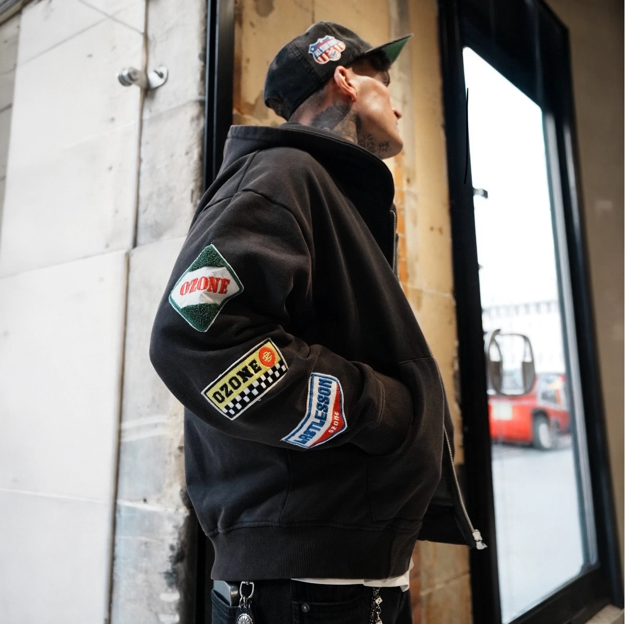 Side View of Last Lesson Casazona Brown Zip-Up Hoodie