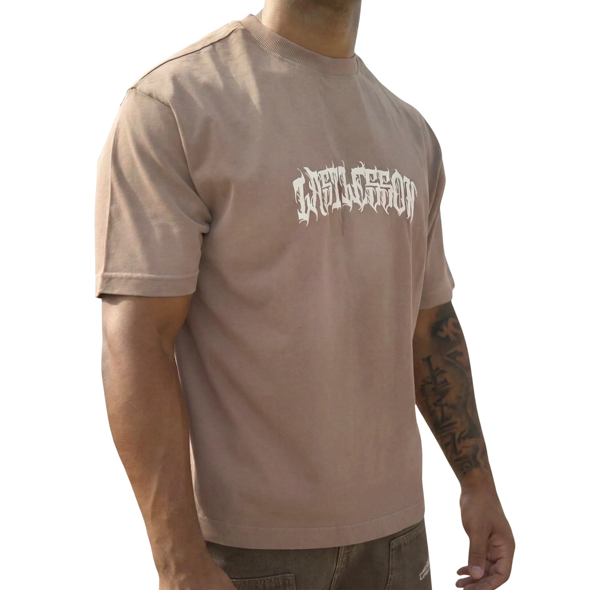 Last Lesson Script Brown T Shirt