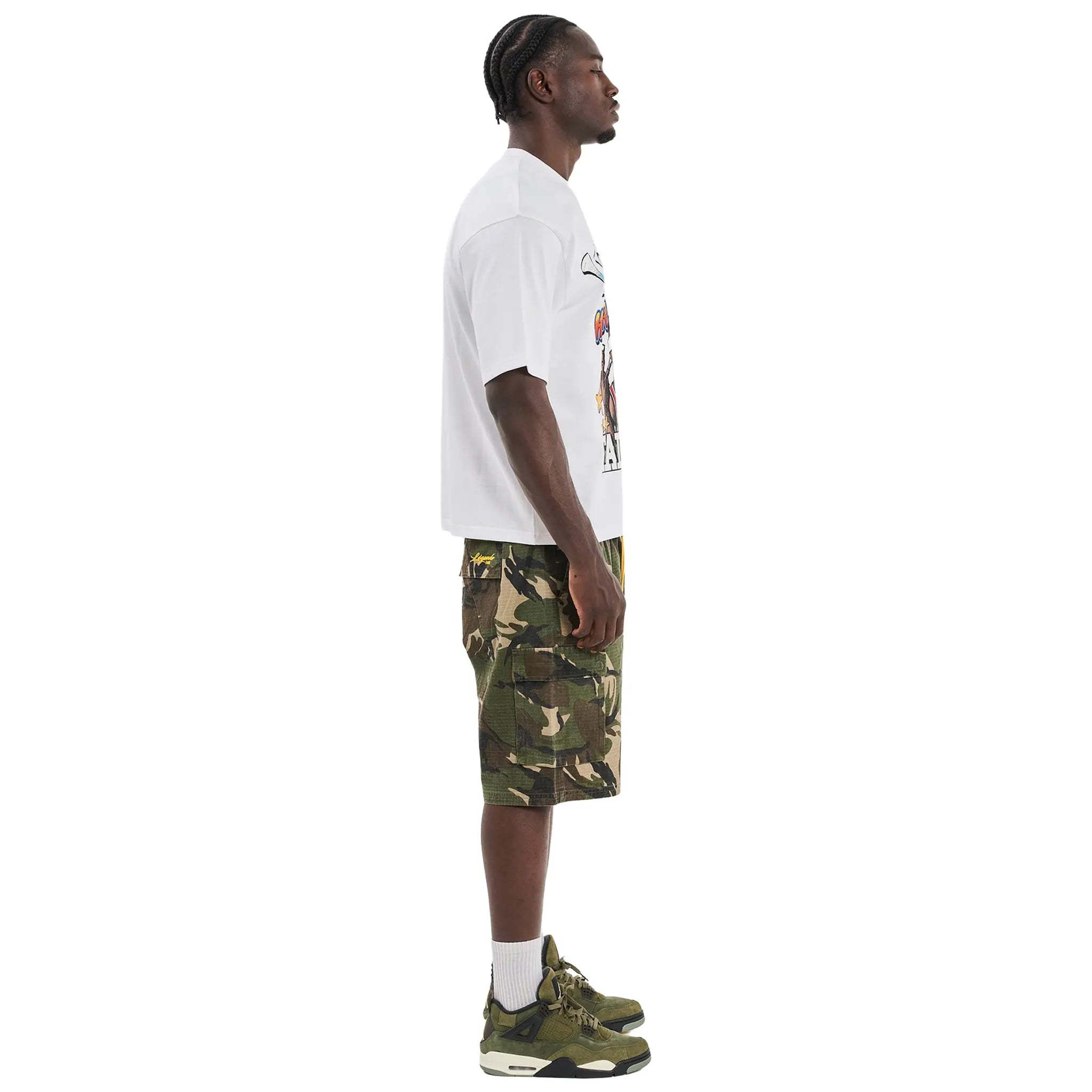 Side View of Legende Paris Camo Shorts