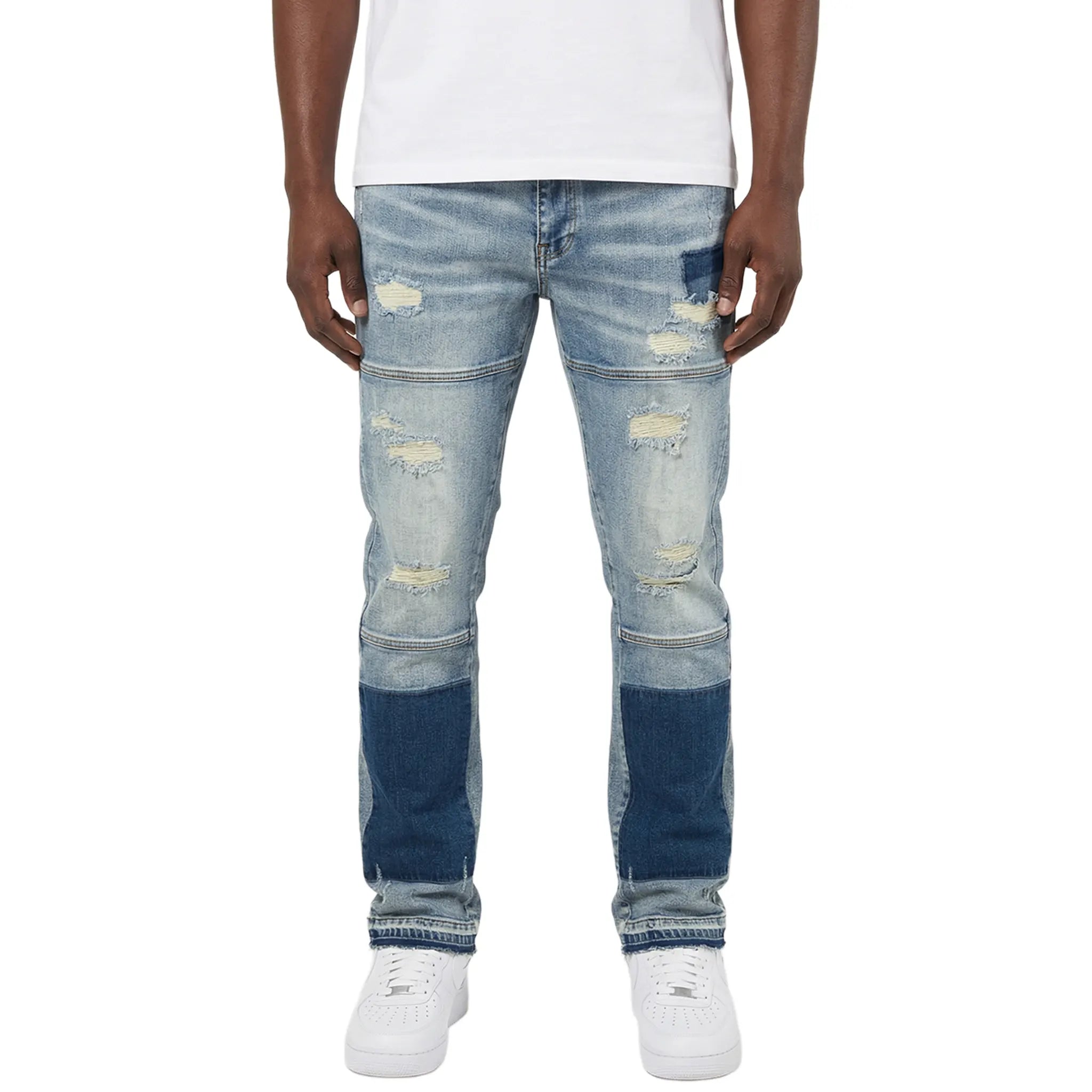 Model View of Légende Paris Classico Washed Blue Jeans LPPNT073