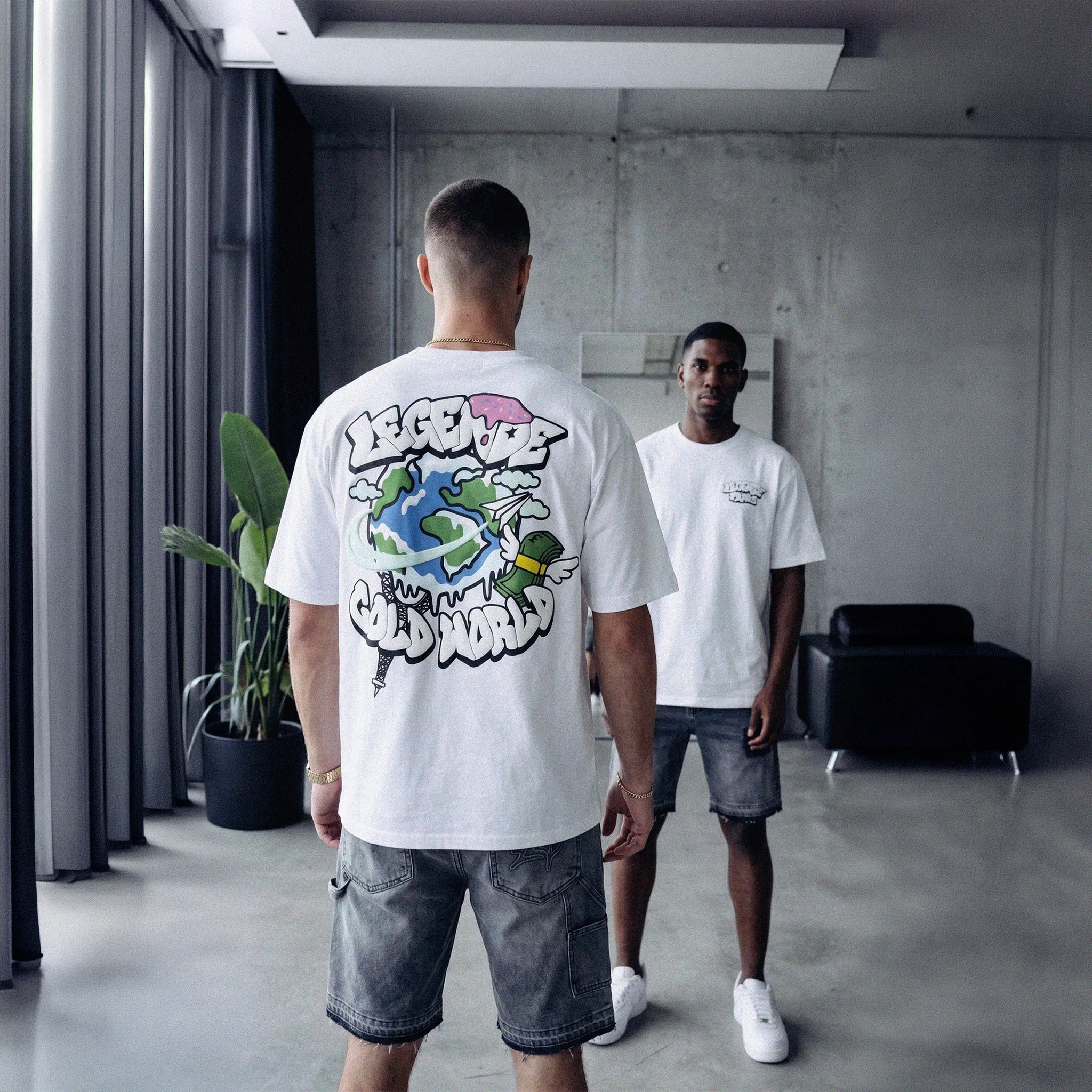 Model View of Légende Paris Cold World White T-Shirt
