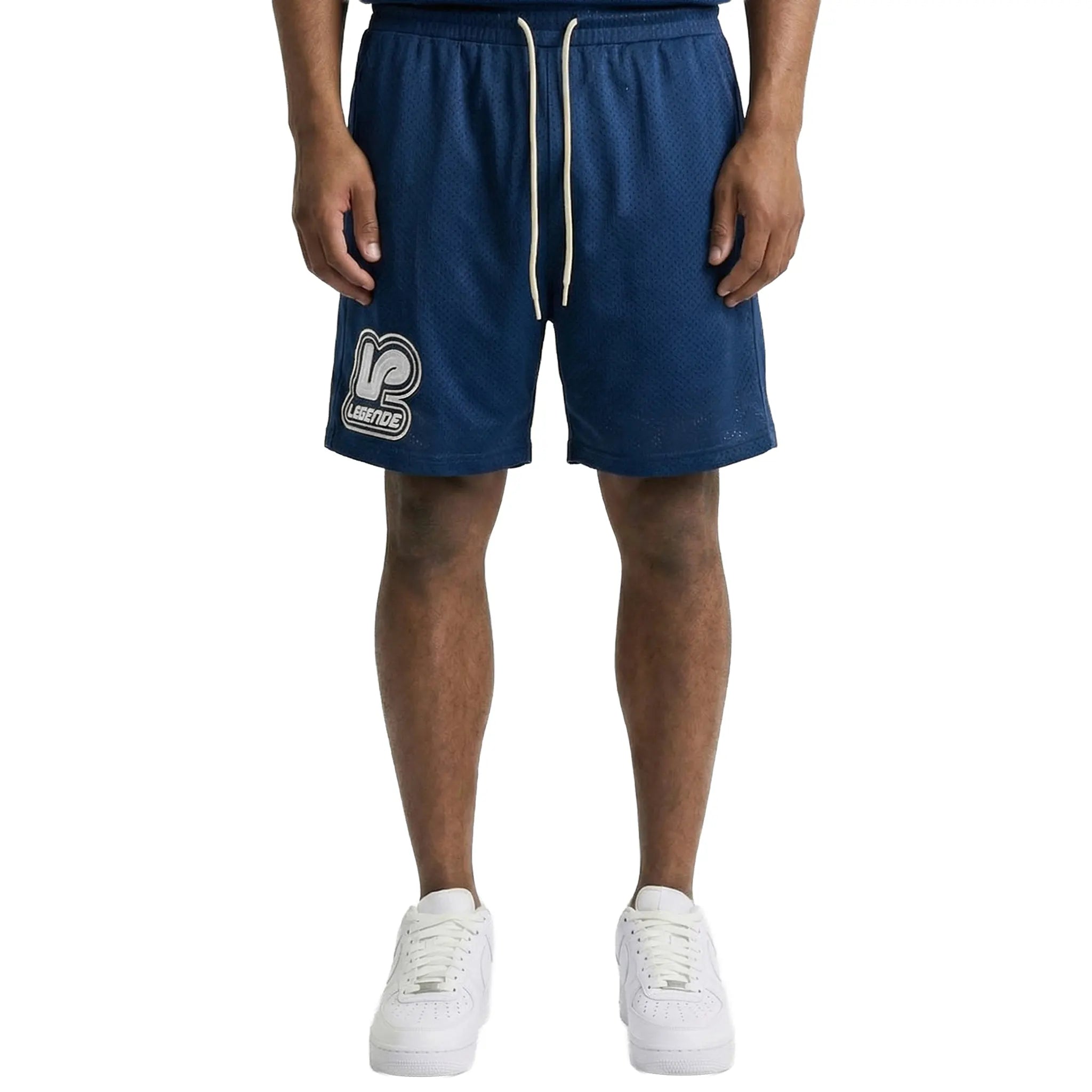 Front View of Légende Paris Core Mesh Blue Shorts