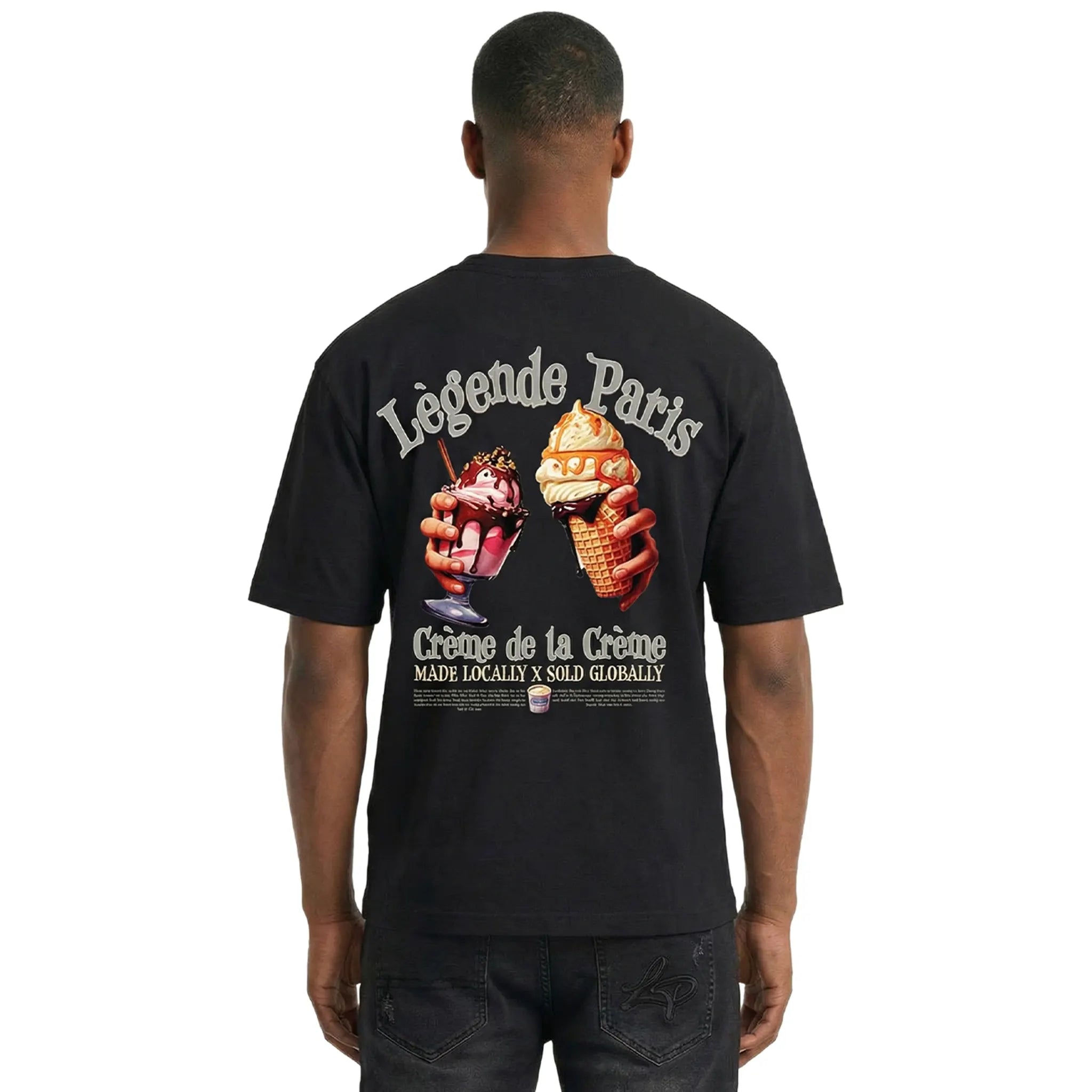 Back View of Légende Paris Creme De La Creme Black T Shirt LPTEE183