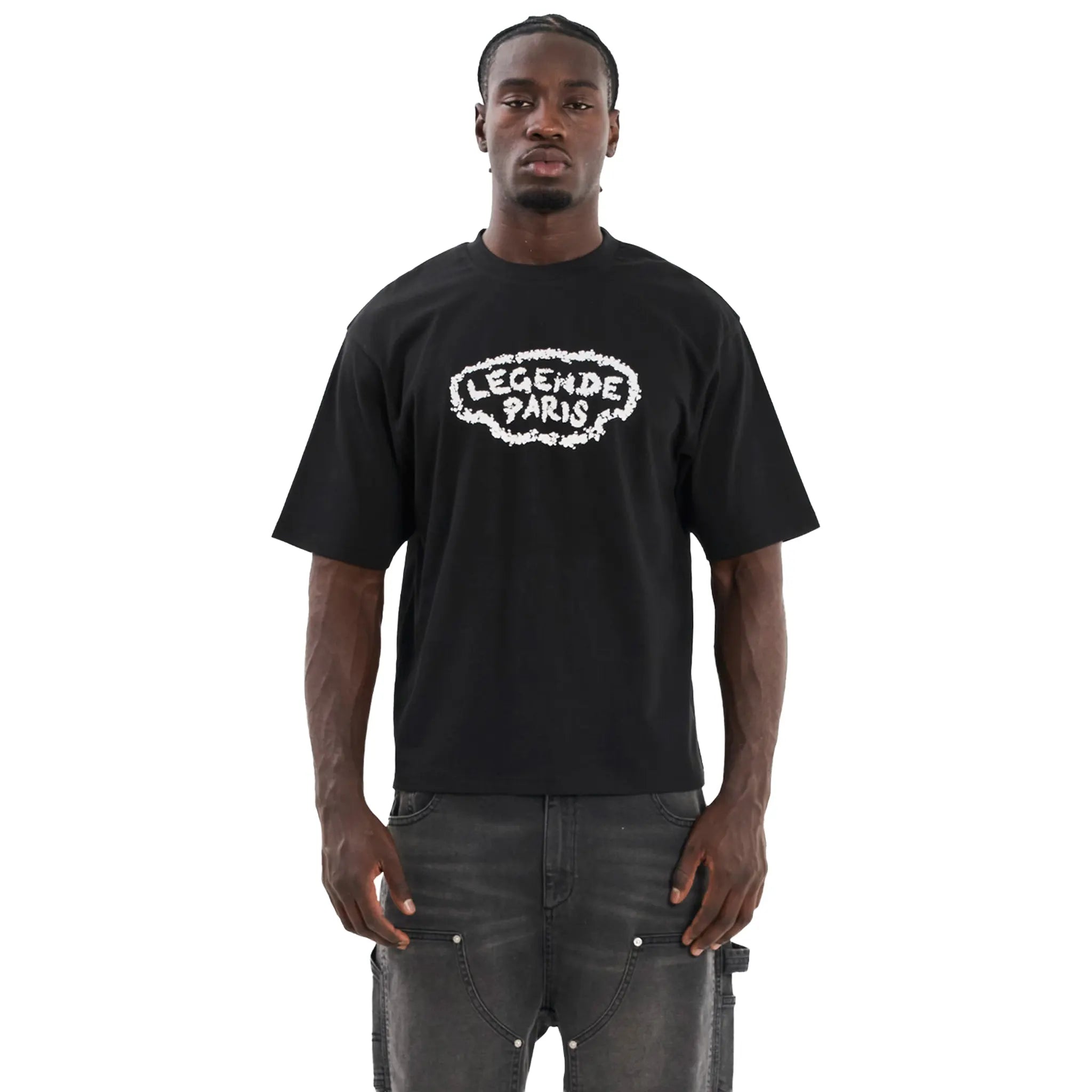 Front View of Legende Paris Diamond Black T-Shirt