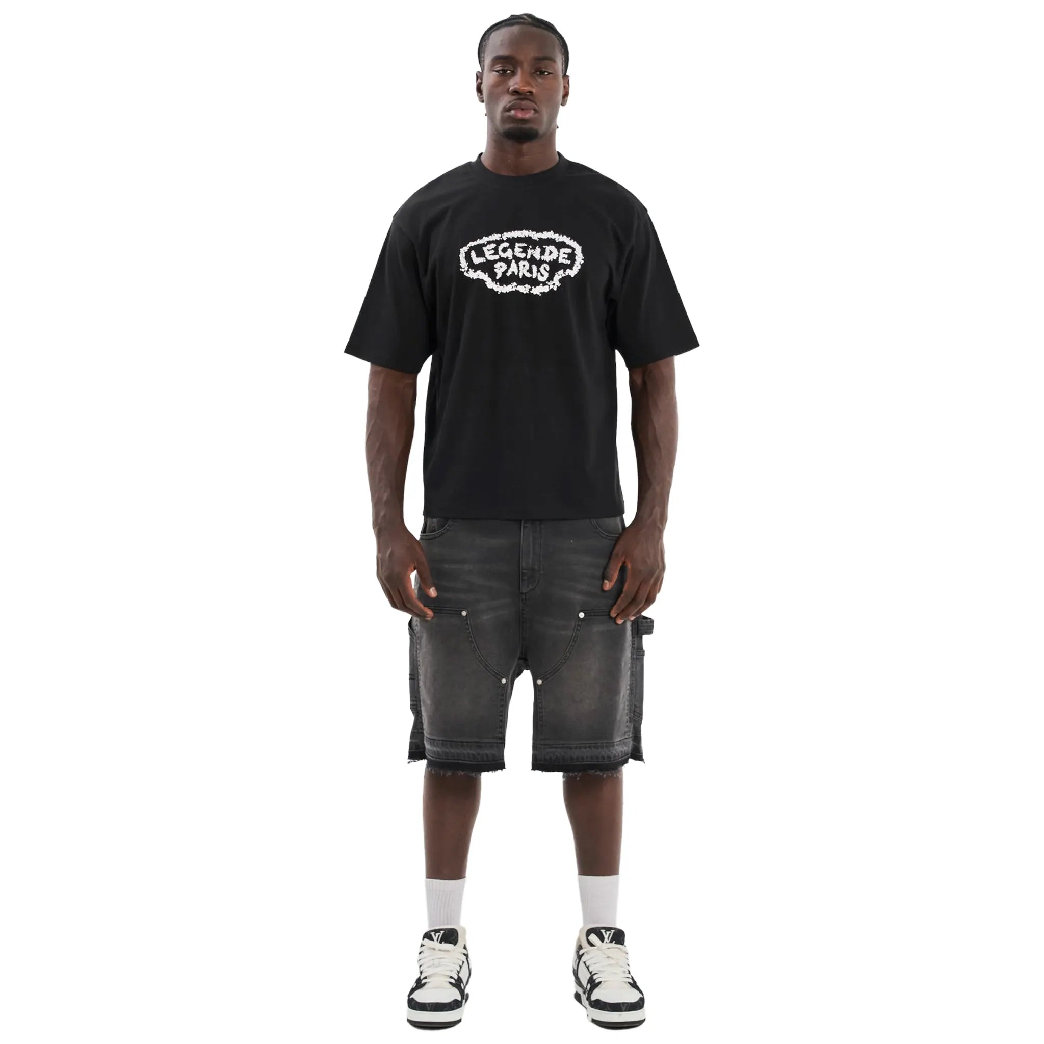 Front View of Legende Paris Diamond Black T-Shirt