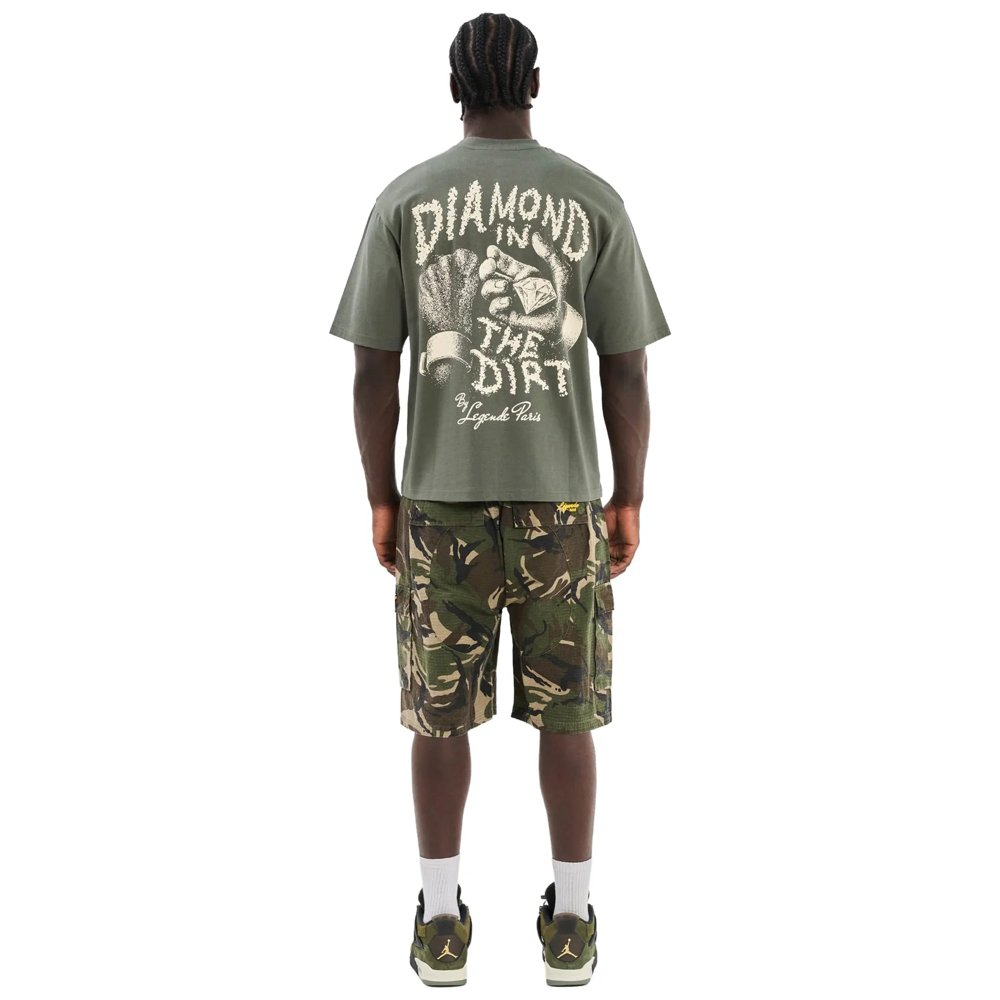 Back View of Legende Paris Diamond Khaki T-Shirt