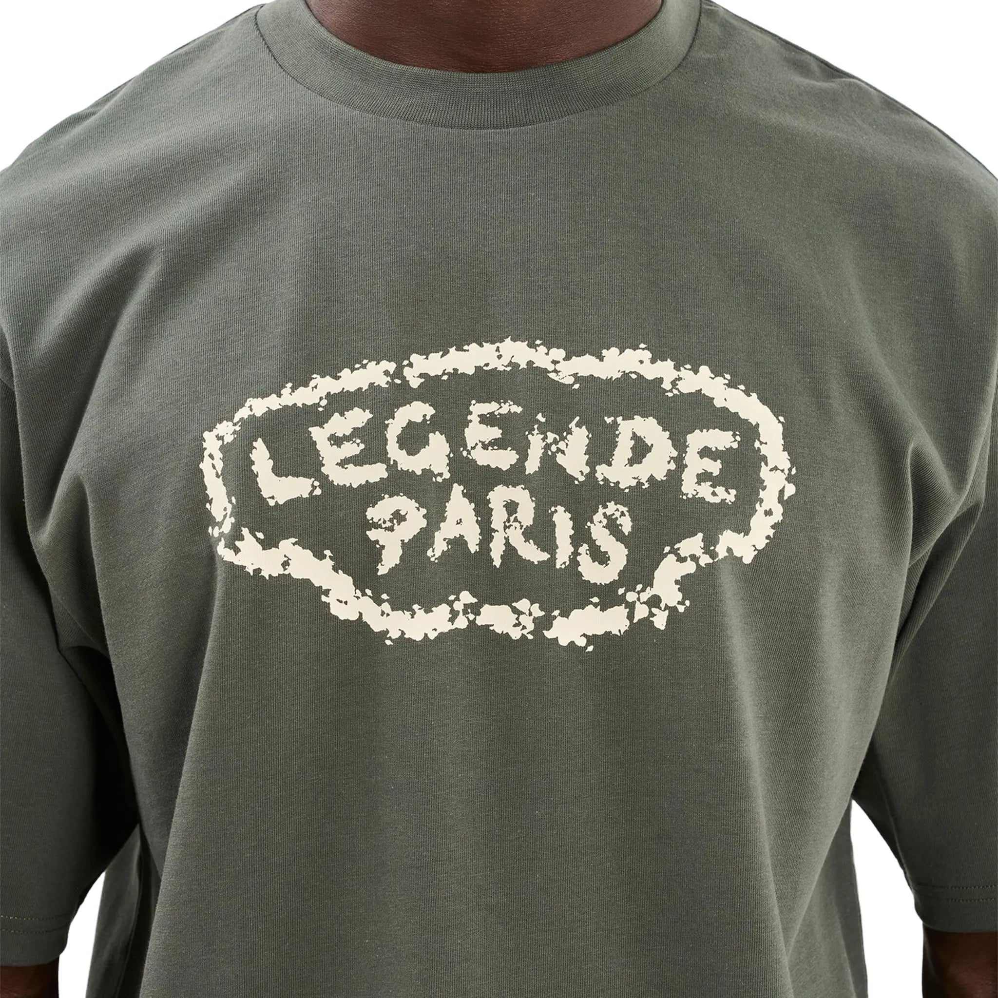 Detailed Front View of Legende Paris Diamond Khaki T-Shirt