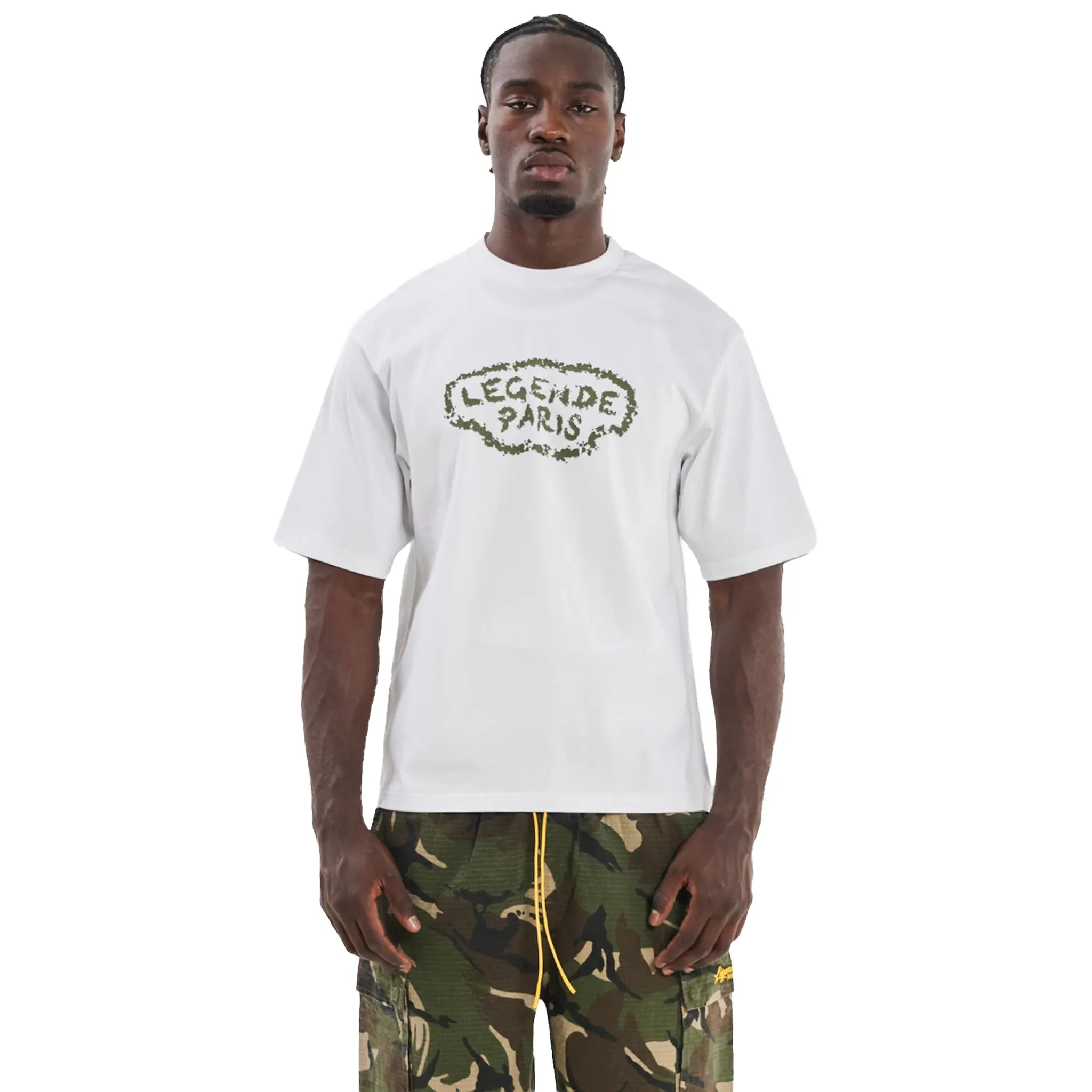 Front View of Legende Paris Diamond Khaki T-Shirt