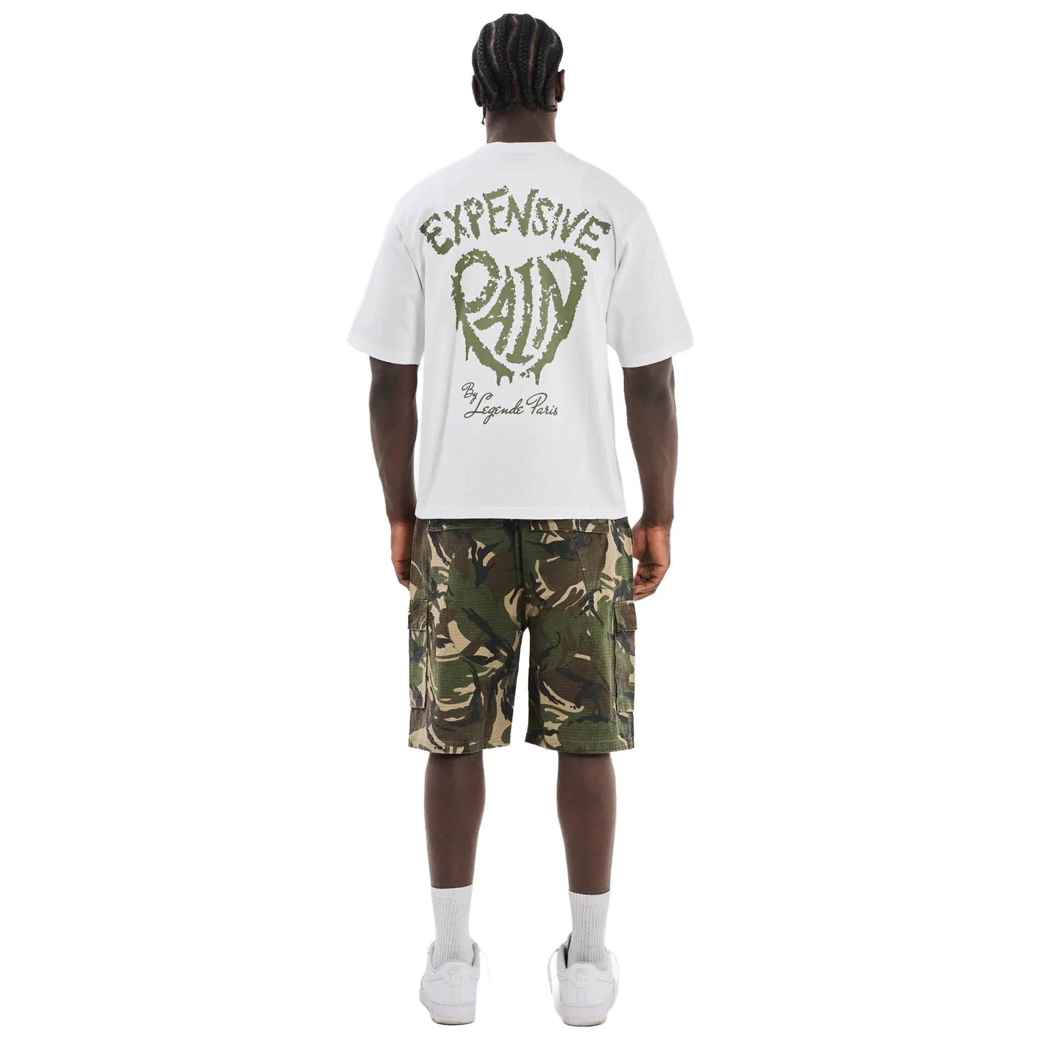 Back View of Legende Paris Expensive Pain White Khaki T-Shirt
