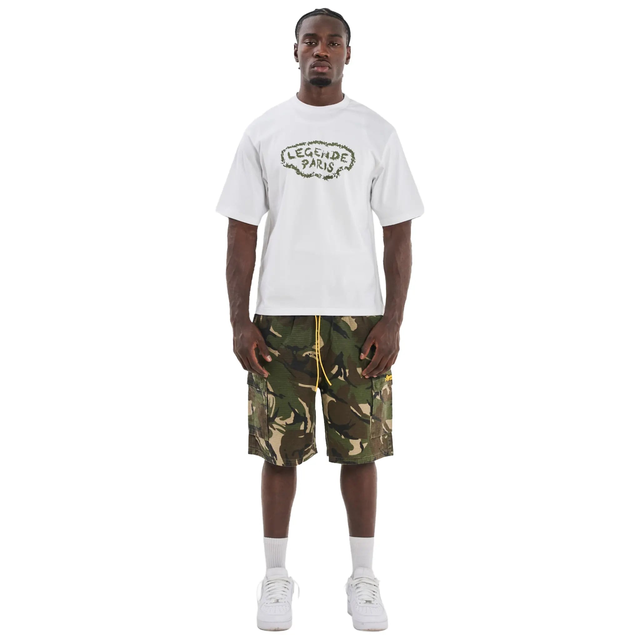 Front View of Legende Paris Expensive Pain White Khaki T-Shirt