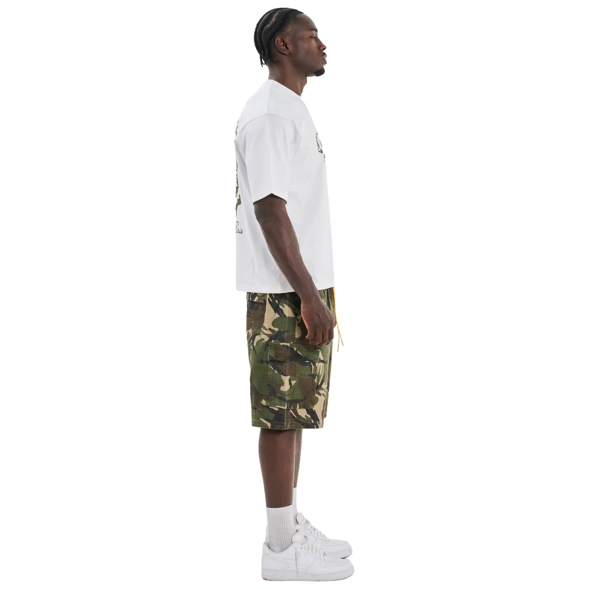 Side View of Legende Paris Expensive Pain White Khaki T-Shirt