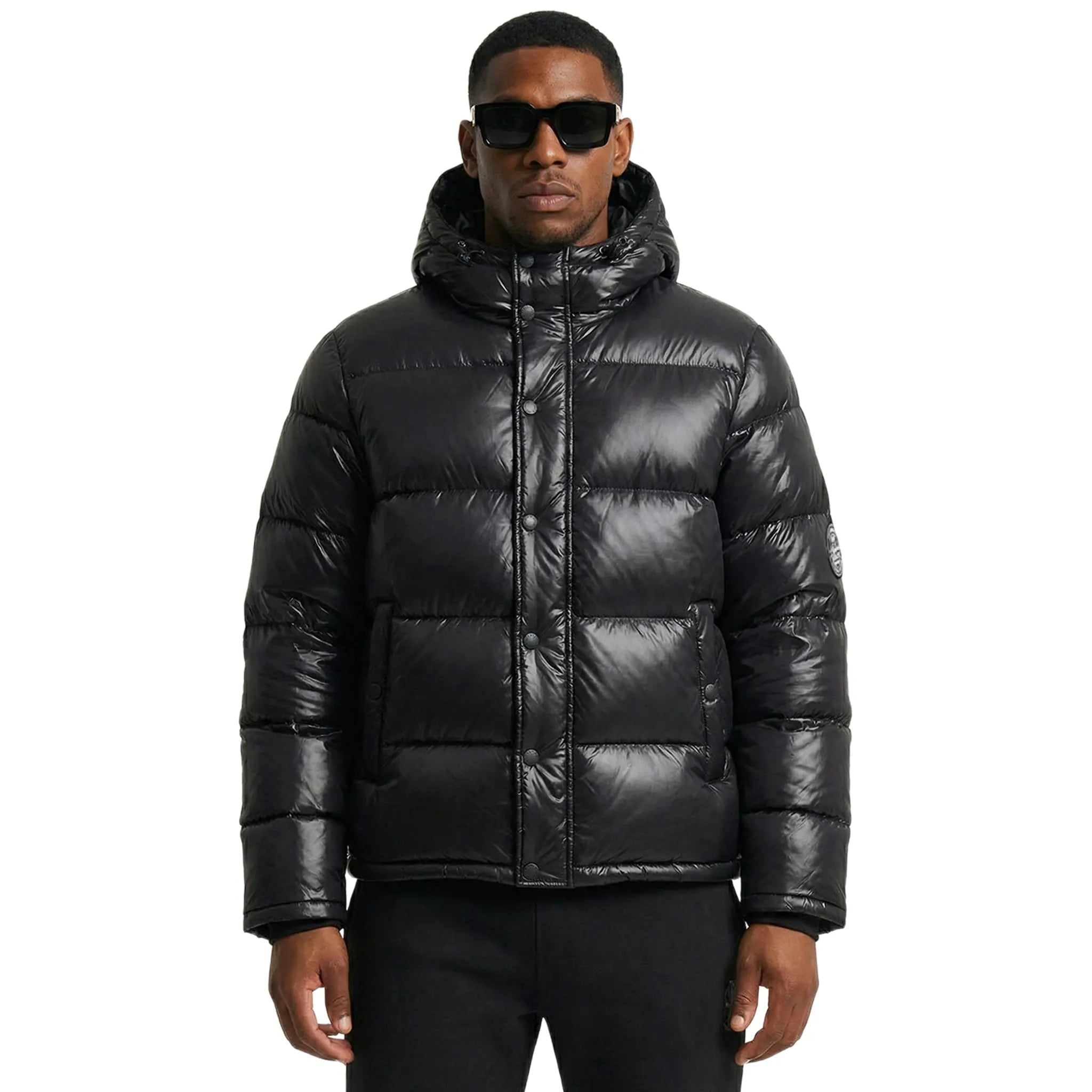 Model View of Légende Paris Lightweight Black Puffer Jacket LPJKT057